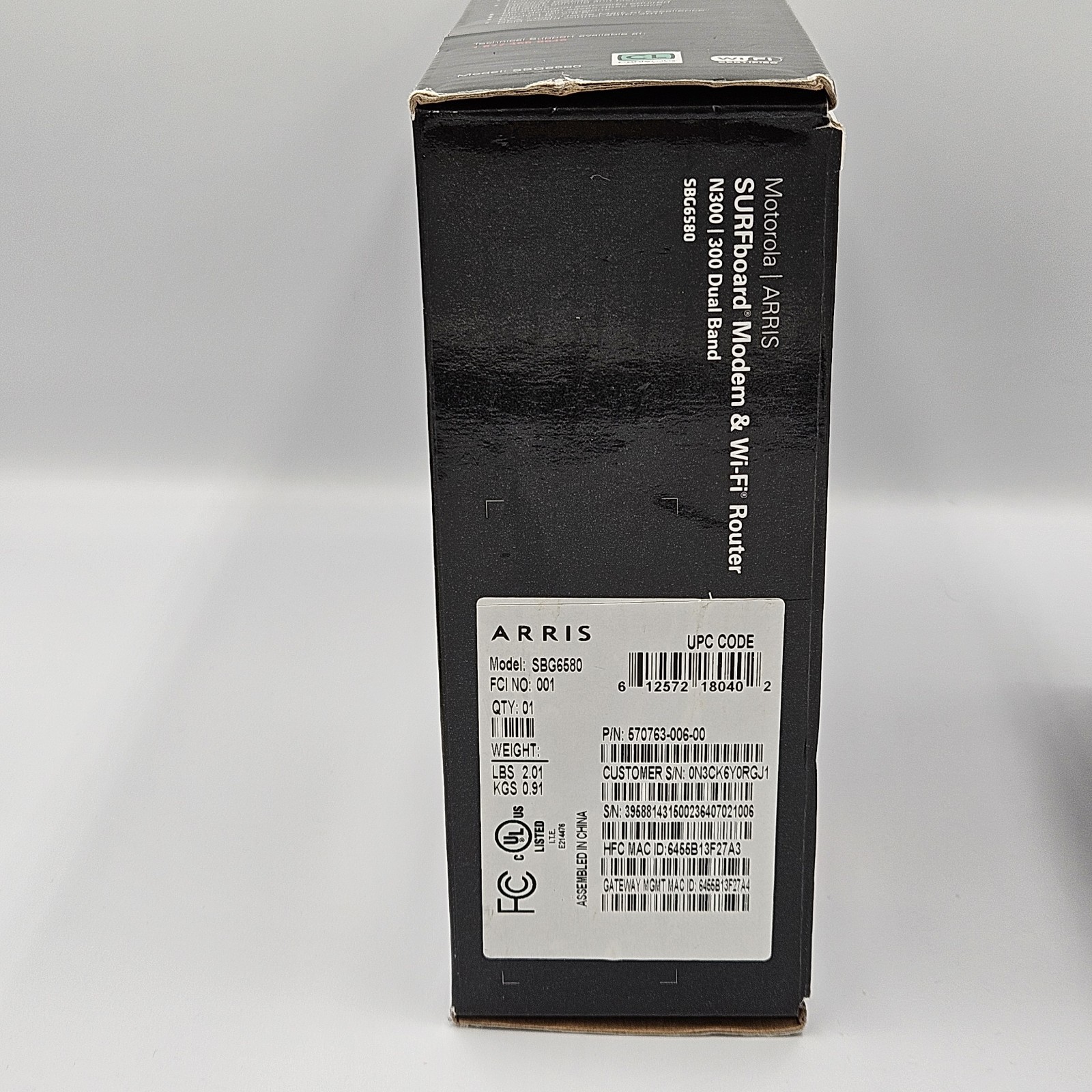 Motorola ARRIS SURFboard SBG6580 DOCSIS 3.0 Cable Modem and Wi-Fi Router N300