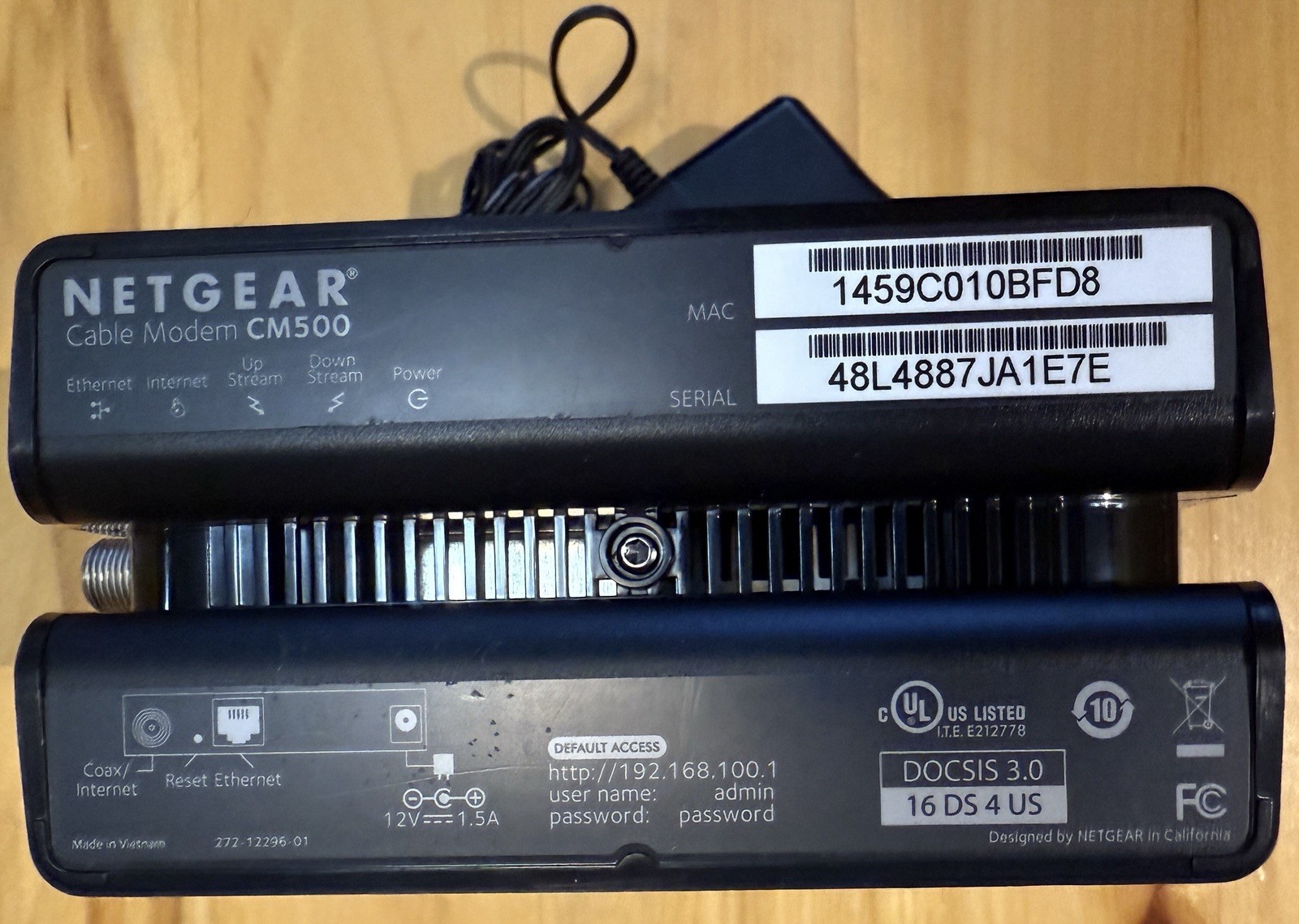 NETGEAR Cm500-1aznas 16×4 DOCSIS 3.0 Cable Modem Max Download Speeds of 686mbps