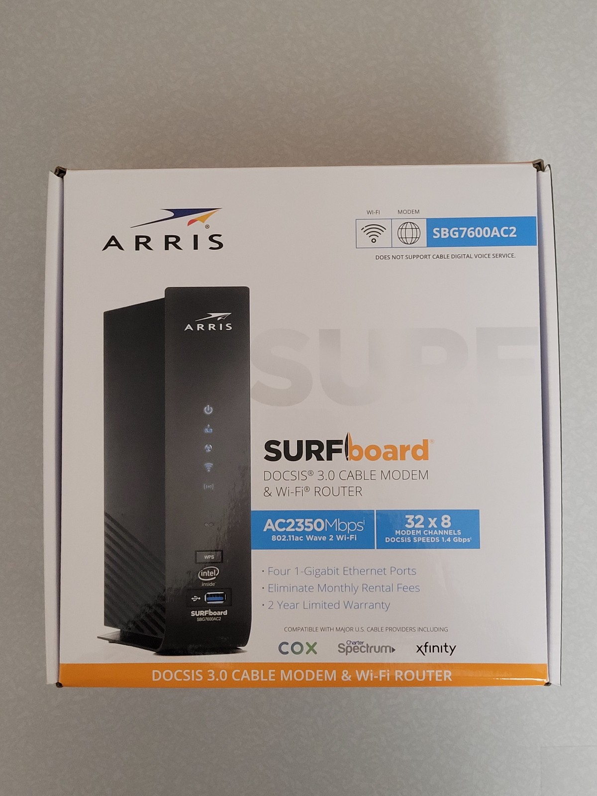 ARRIS SBG7600AC2 Surfboard Cable Modem & WiFi Router – DOCSIS 3.0 & AC2350