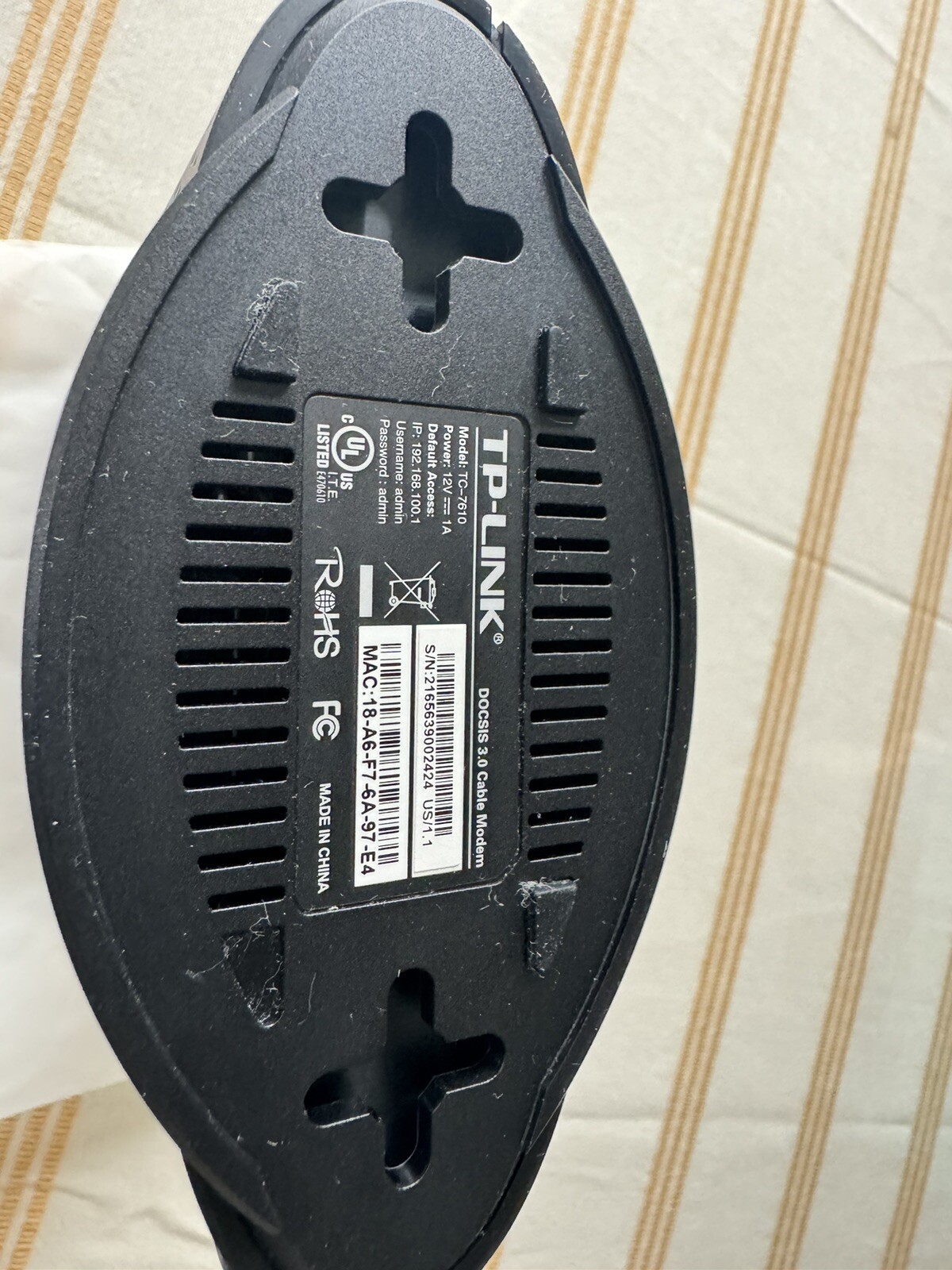 TP-Link TC-7610 DOCSIS 3.0 Cable Modem
