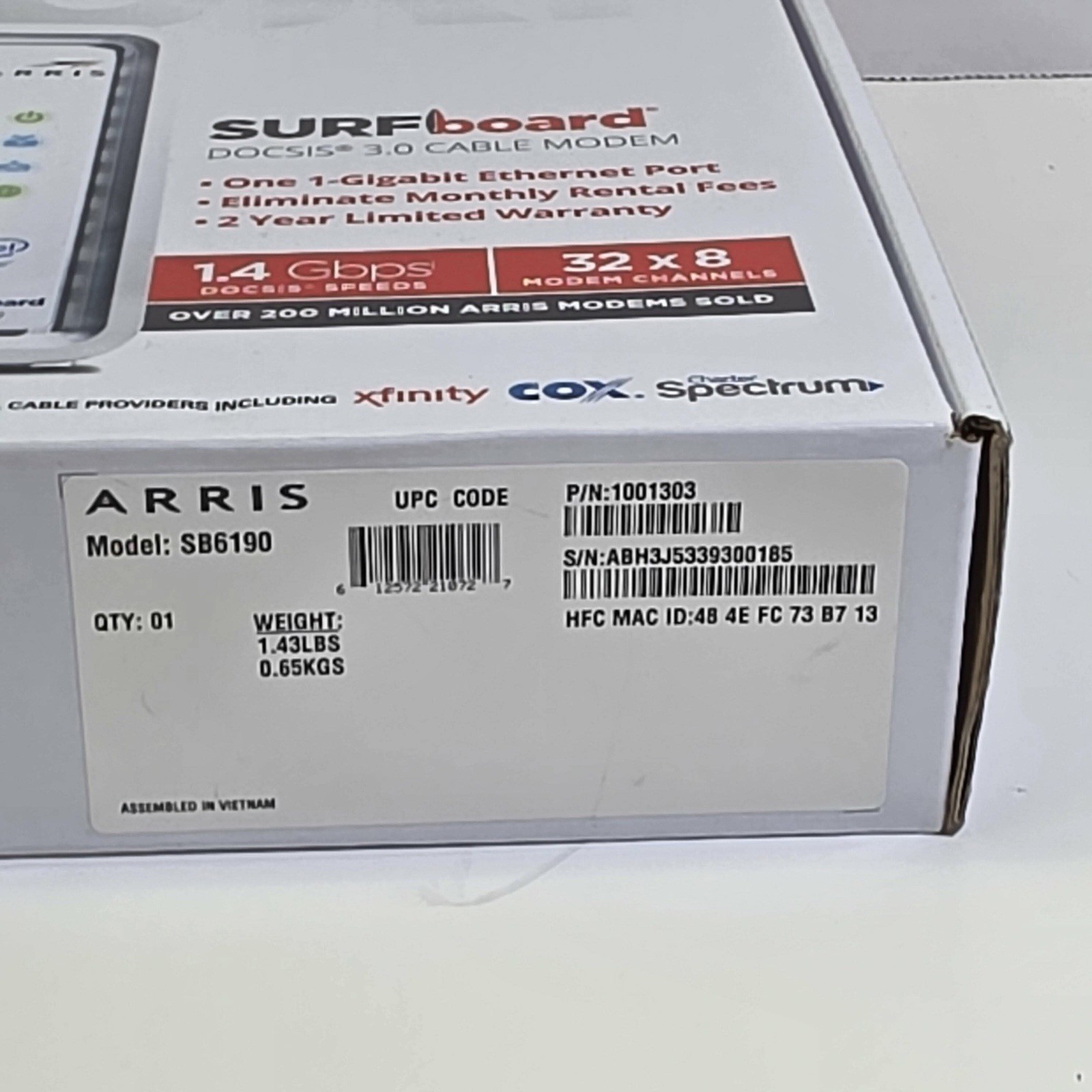 ARRIS SURFboard SB6190 DOCSIS 3.0 Cable Modem Approved for Cox, Spectrum & more