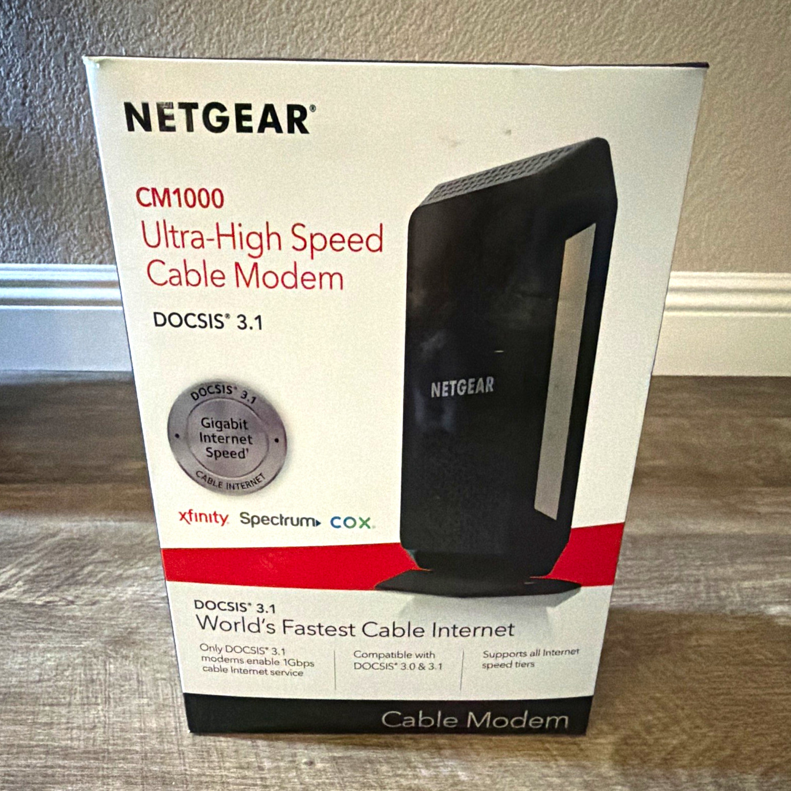 New NETGEAR CM1000 DOCSIS 3.1 Cable Modem 1 Gbps Gigabit Ethernet Black Xfinity