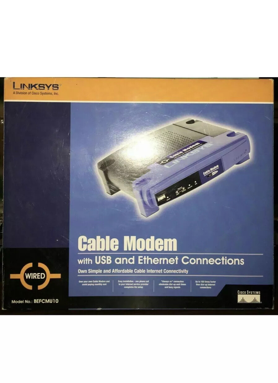 Cable Modem Linksys BEFCMU10 USB & Ethernet Connections. Unopened.