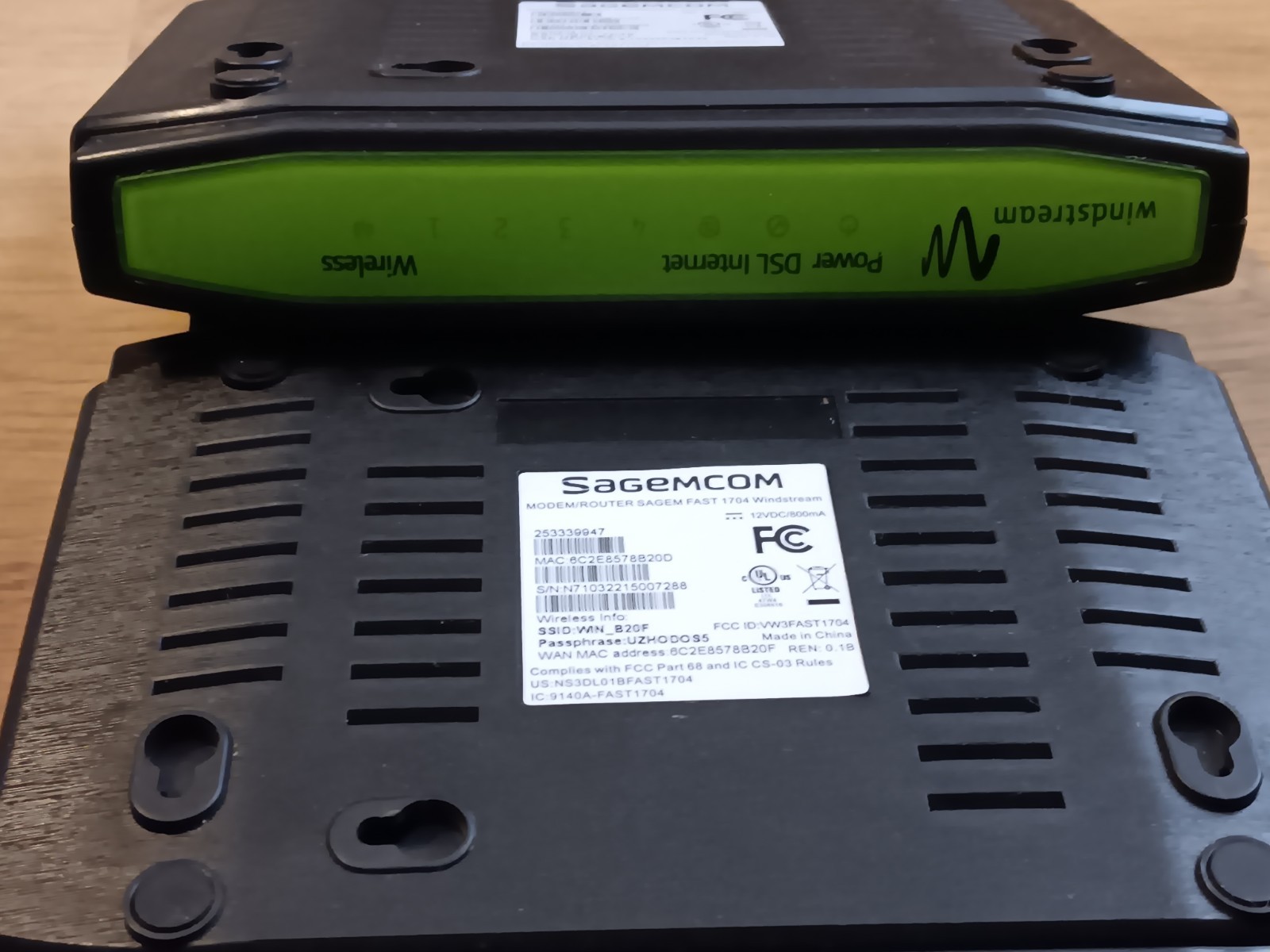 Windstream Sagemcom Modem w/ Power Cord Lot 12 VDC 800mA 253339947 1704 Sagem