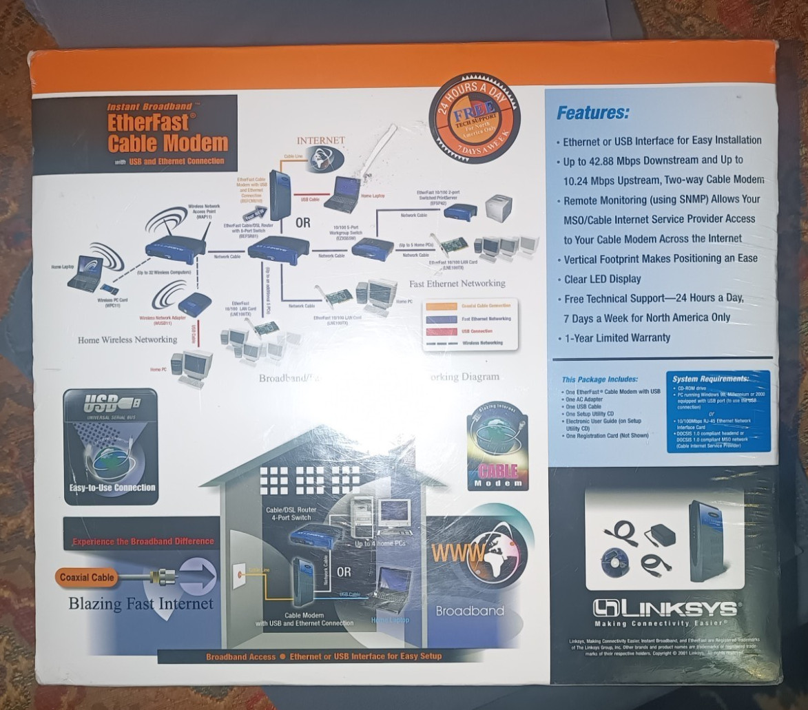 New Sealed Linksys BEFCMU10 EtherFast Broadband Ethernet Cable Modem