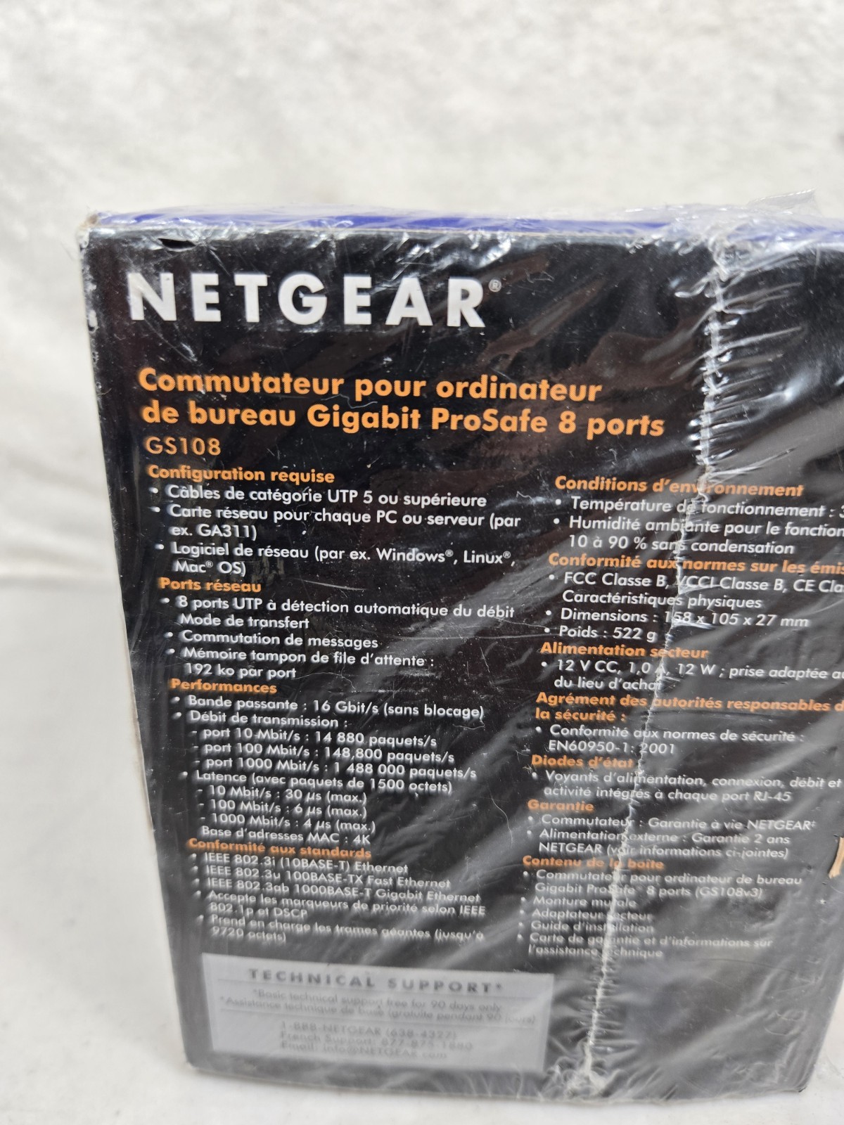 Netgear Prosafe 8 Port Gigabit Switch GS108 10/100/1000 Mbps New in Box