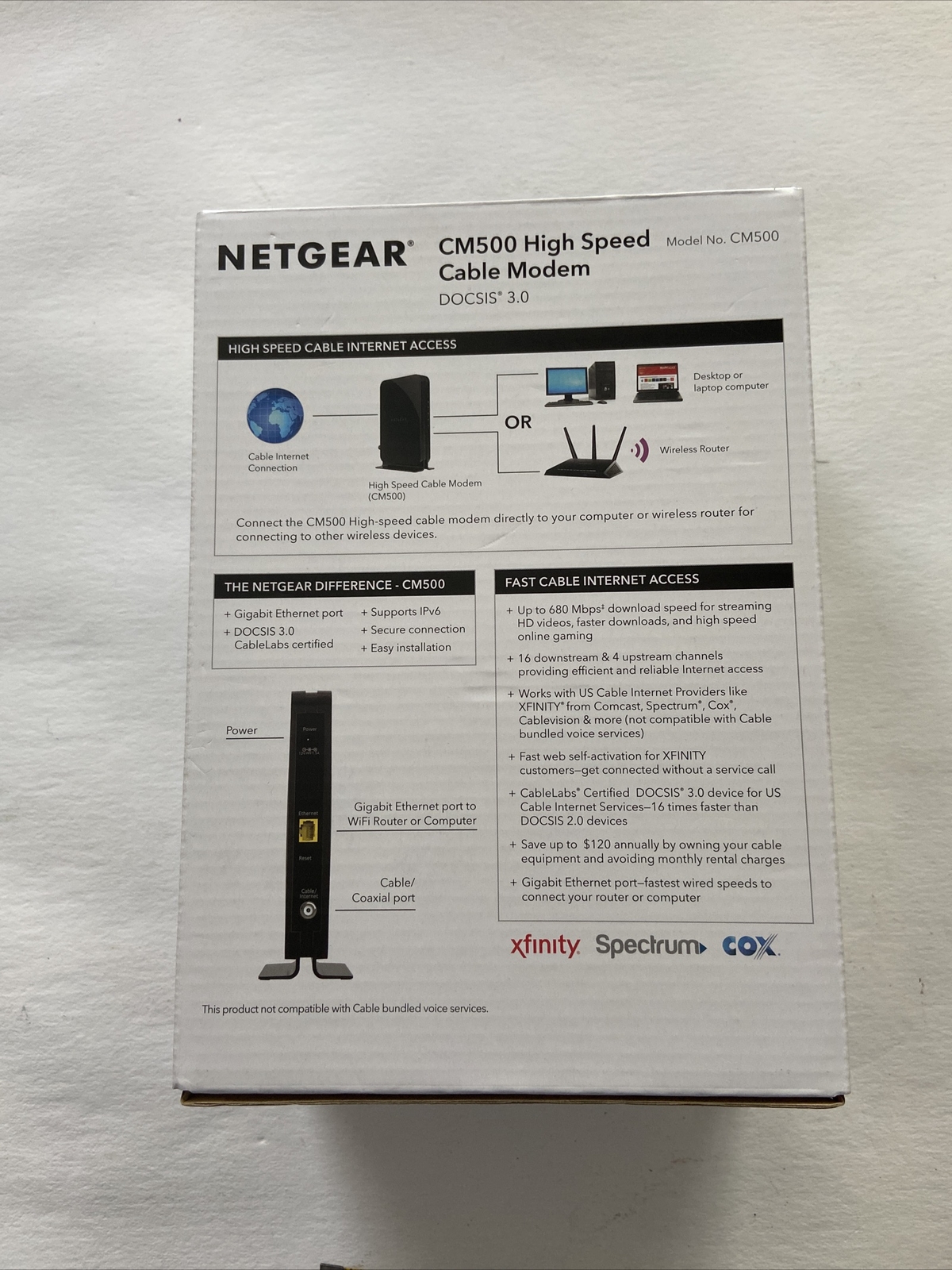 Netgear High Speed Cable Modem (CM500) – Sealed Box/Brand New