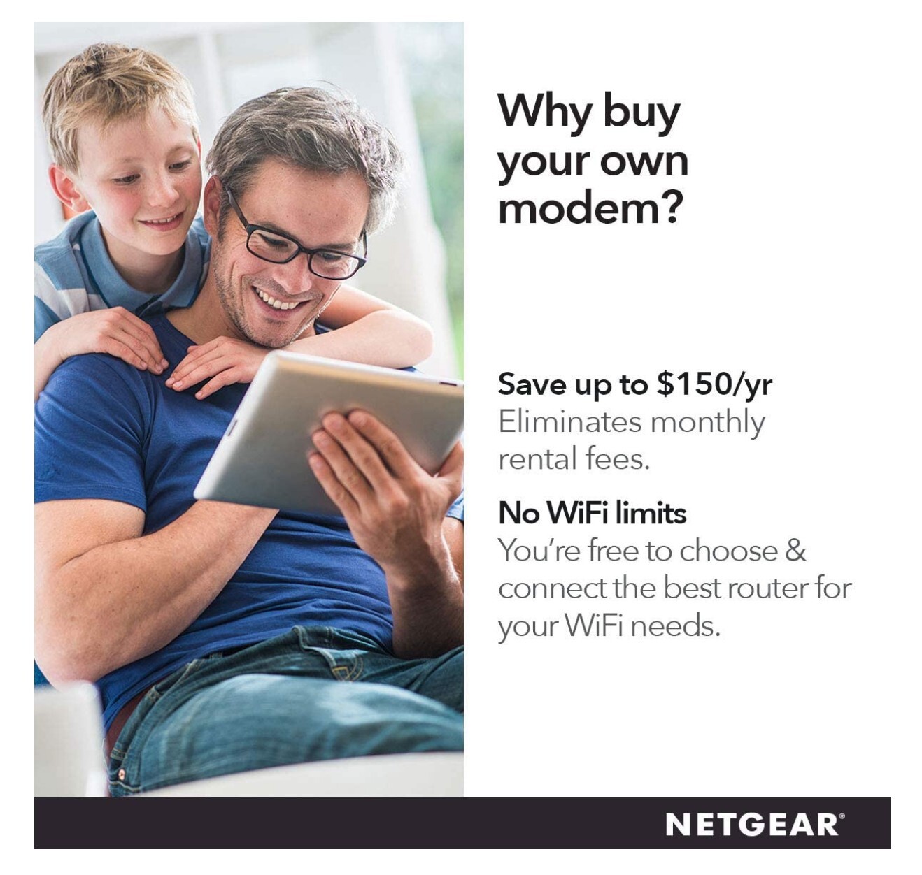 NETGEAR High Speed DOCSIS 3.0 Cable Modem (CM400-100NAS) 100 Mbps Most Providers