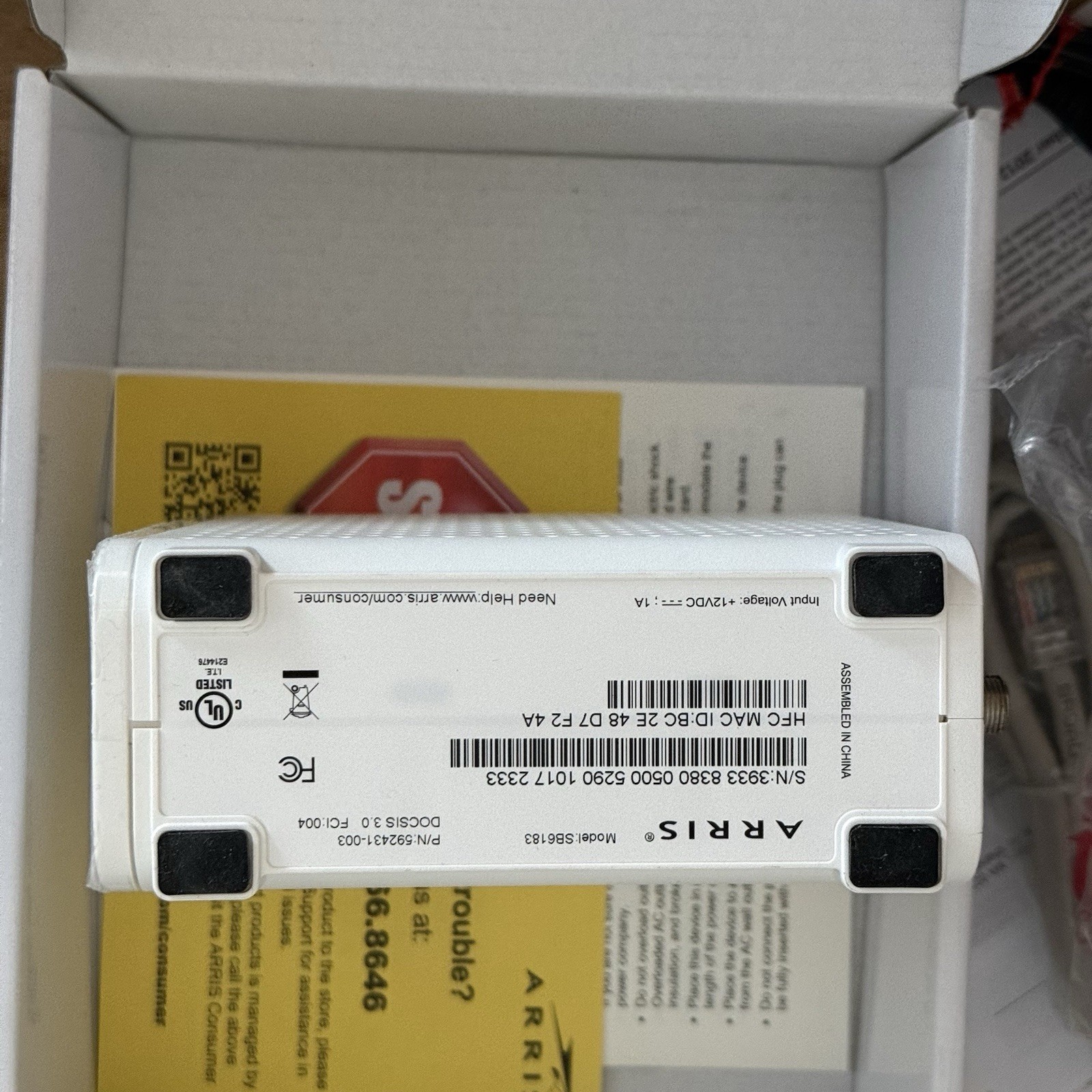 Arris SB6183 Surfboard DOCSIS 3.0 16×4 Cable Modem 686 MBPS Xfinity Spectrum