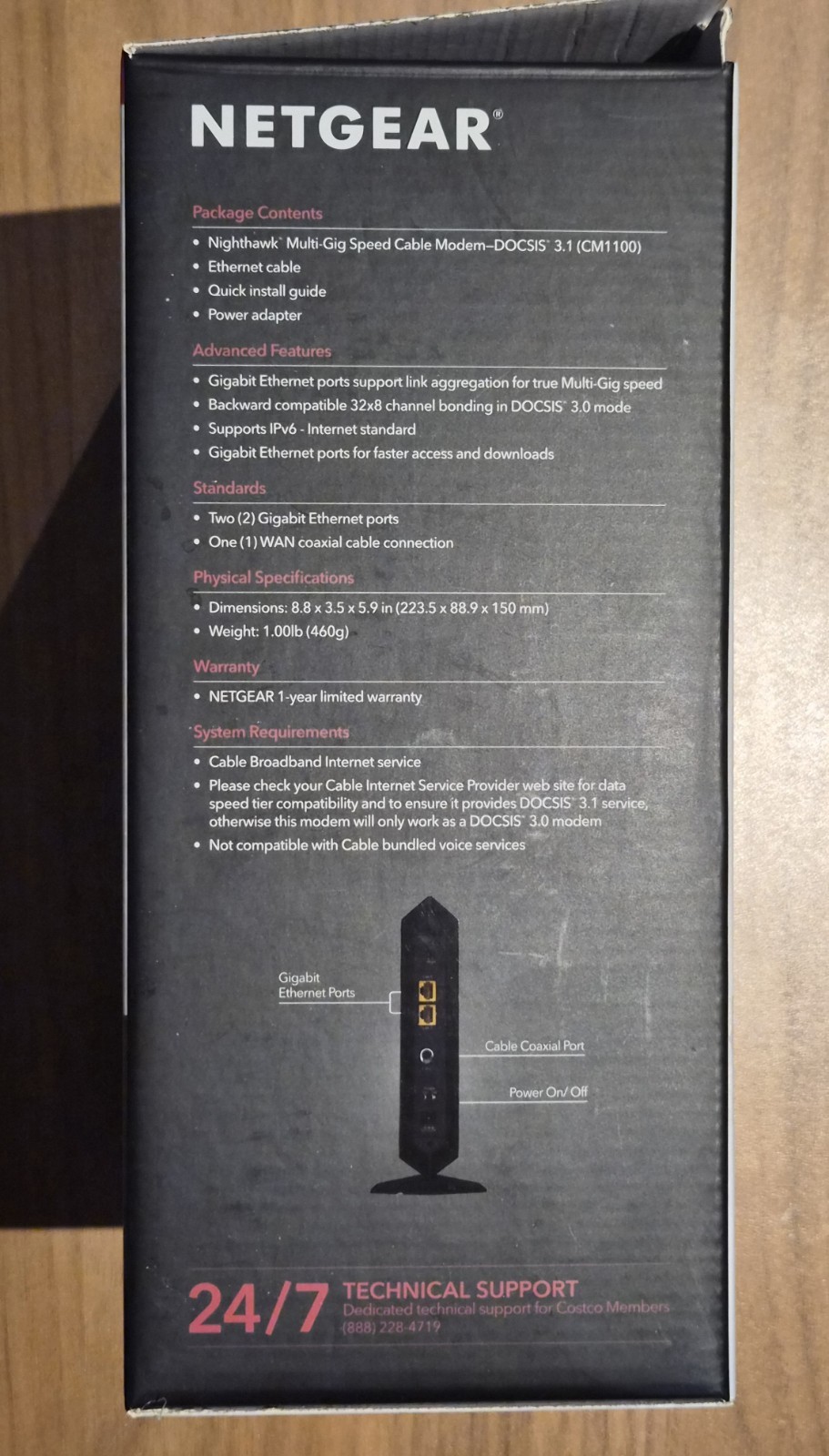 Netgear CM1100 DOCSIS 3.1 Multi-Gig Cable Modem w/ Power and Ethernet Cables