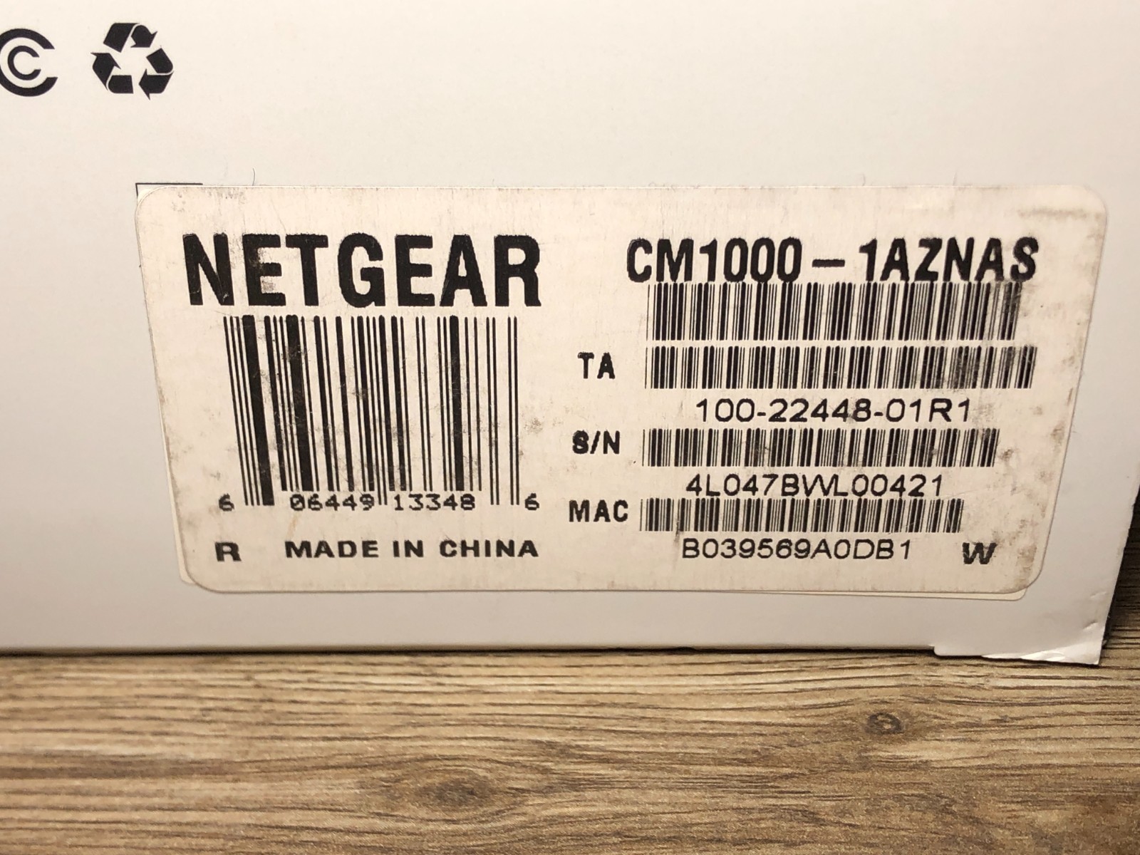 NETGEAR CM1000 1AZNAS Ultra-High Speed DOCSIS 3.1 Cable Modem with Charger & Box
