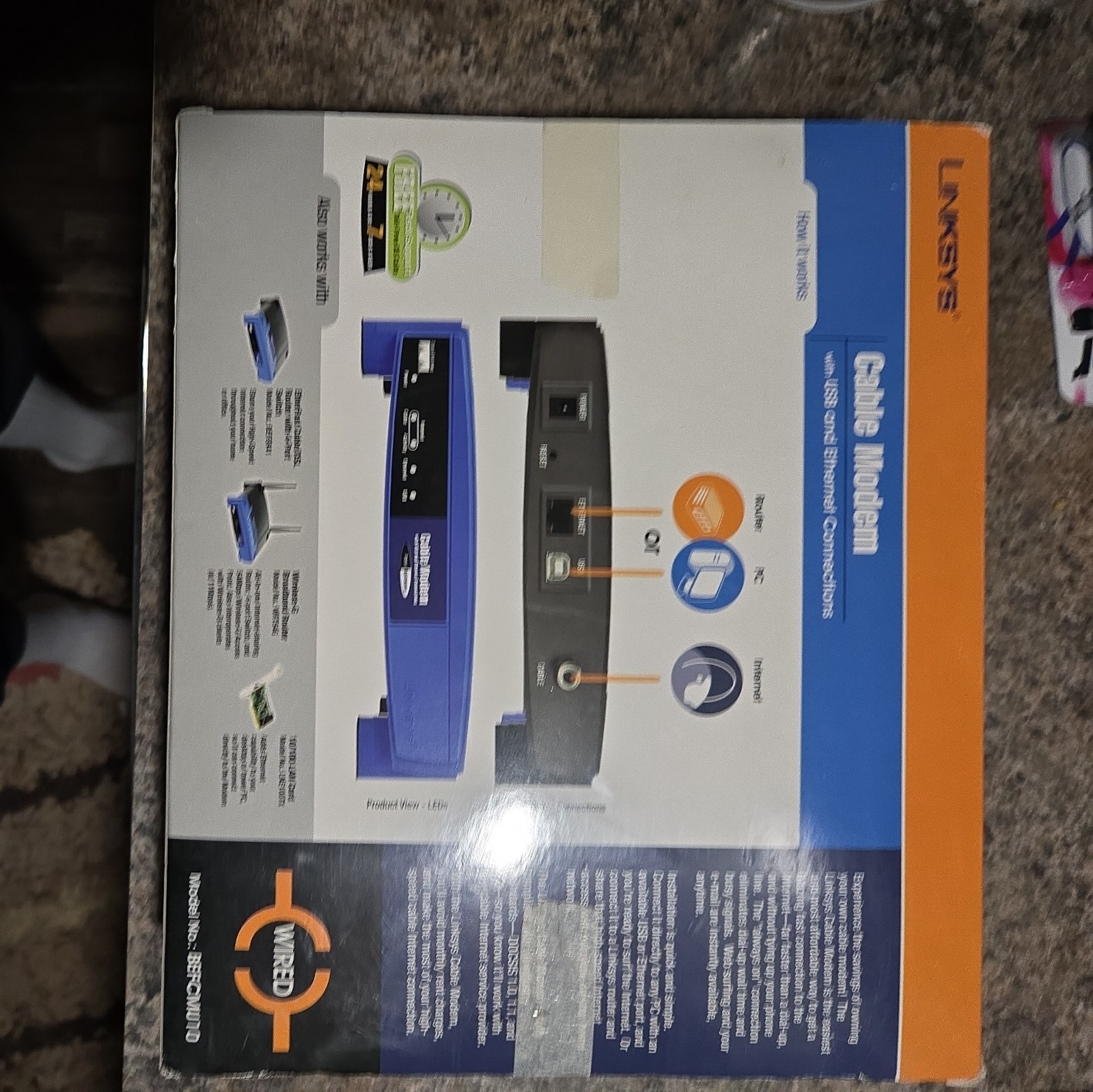 Linksys BEFCMU10 Cable Modem With USB & Ethernet Connections 42.88 Mbps