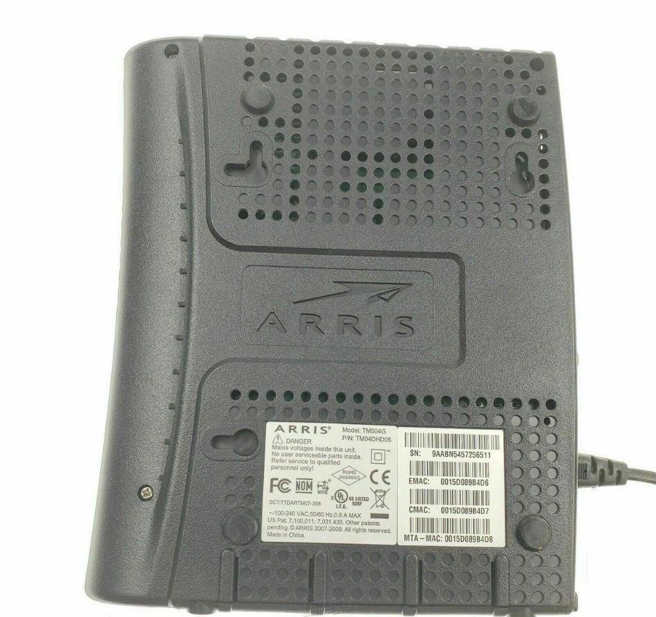 ARRIS TM504G Cable Modem TM504G/NA-8 721024 – P/N: TM04DHD05 with Power Cable