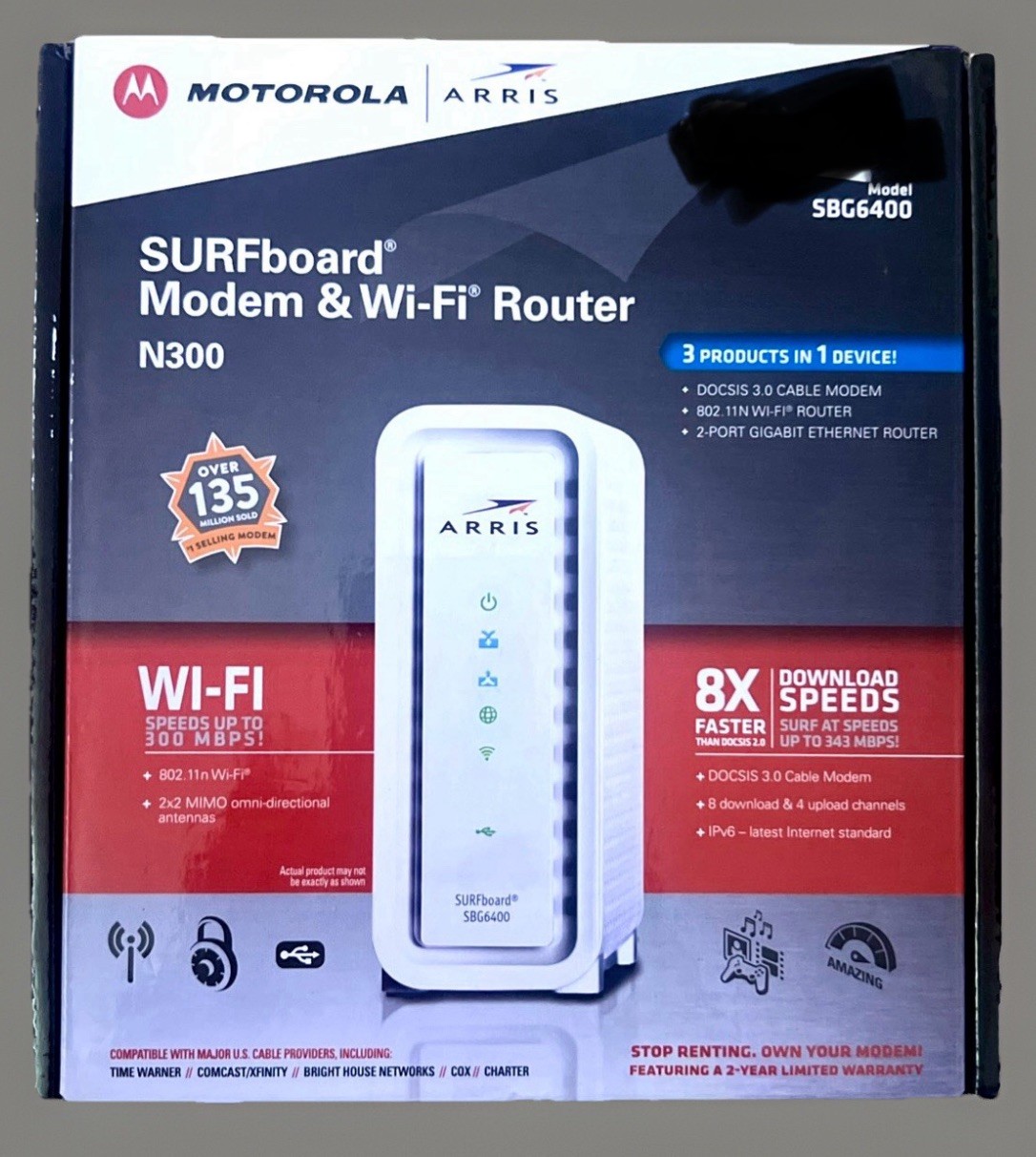 Motorola Arris SURFboard Modem & Wi-Fi Router N300 SBG6400
