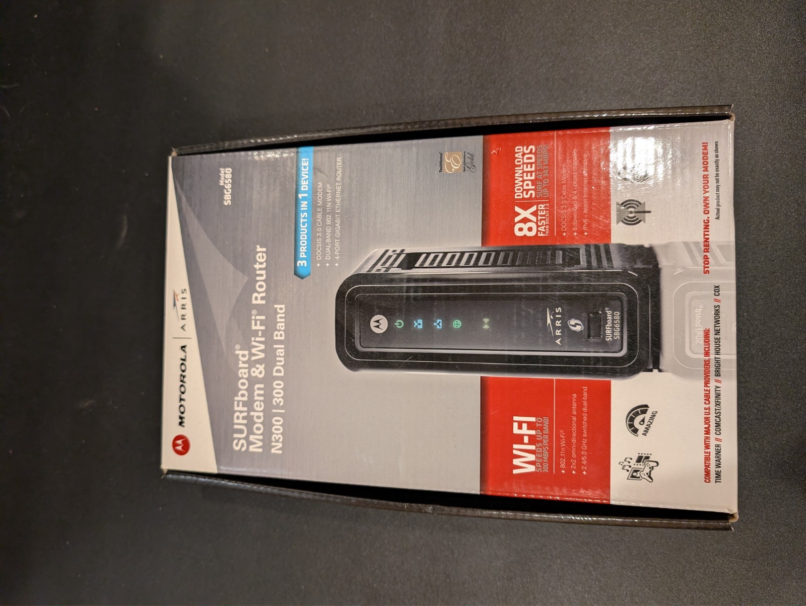 Motorola Arris Surfboard Modem/WiFi Router N300 Dual Band Model SBG6580 Complete