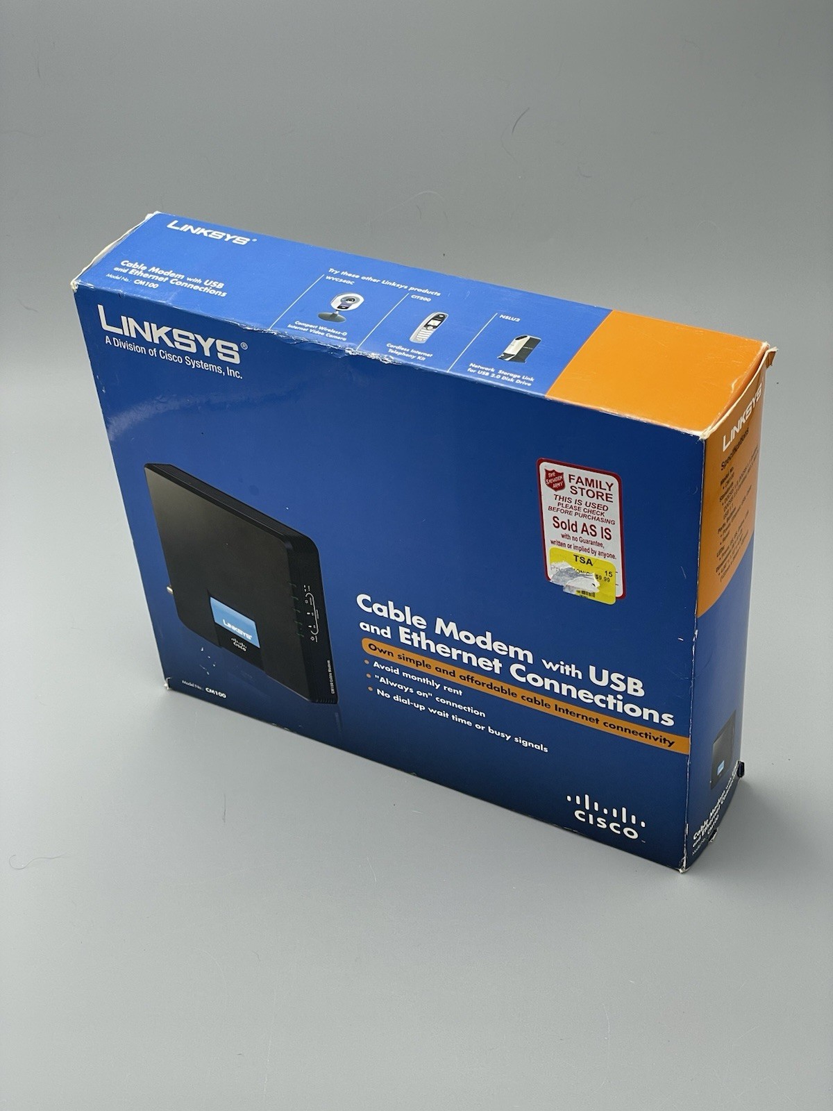 Linksys CM100 Cable Modem with USB and Ethernet 100 Mbps
