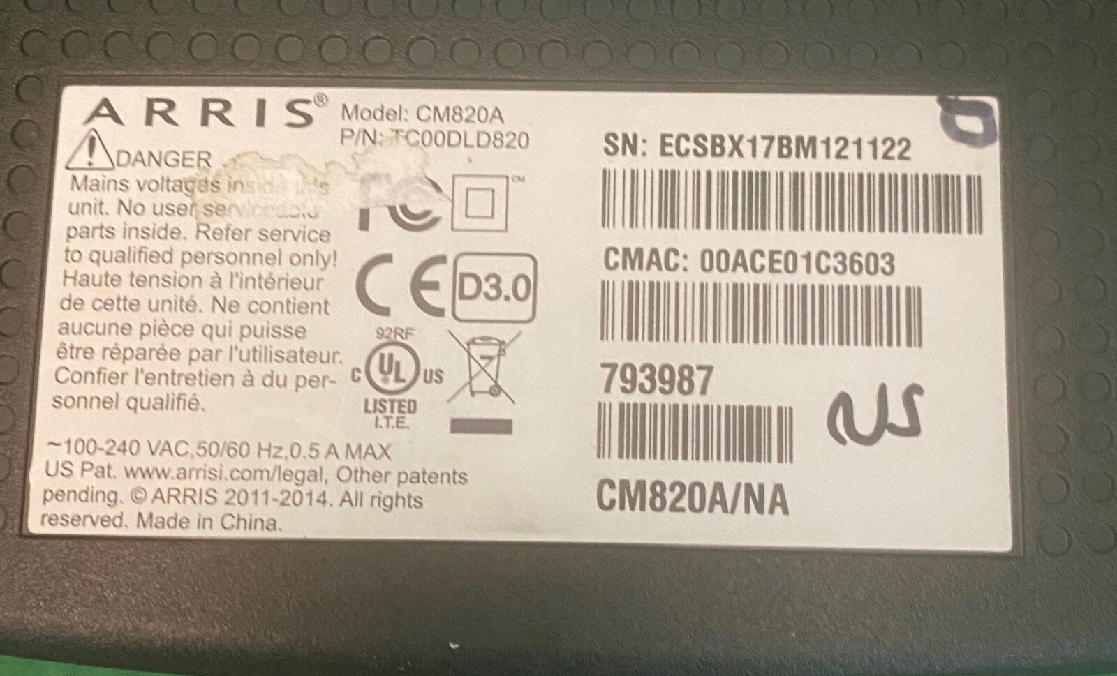 Lot of 4 Arris Cable Modem Model CM820A___PLEASE READ!!!!