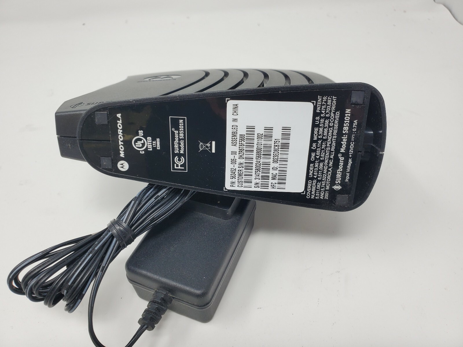 Motorola SB5101N Cable Modem Tested with Power Cord