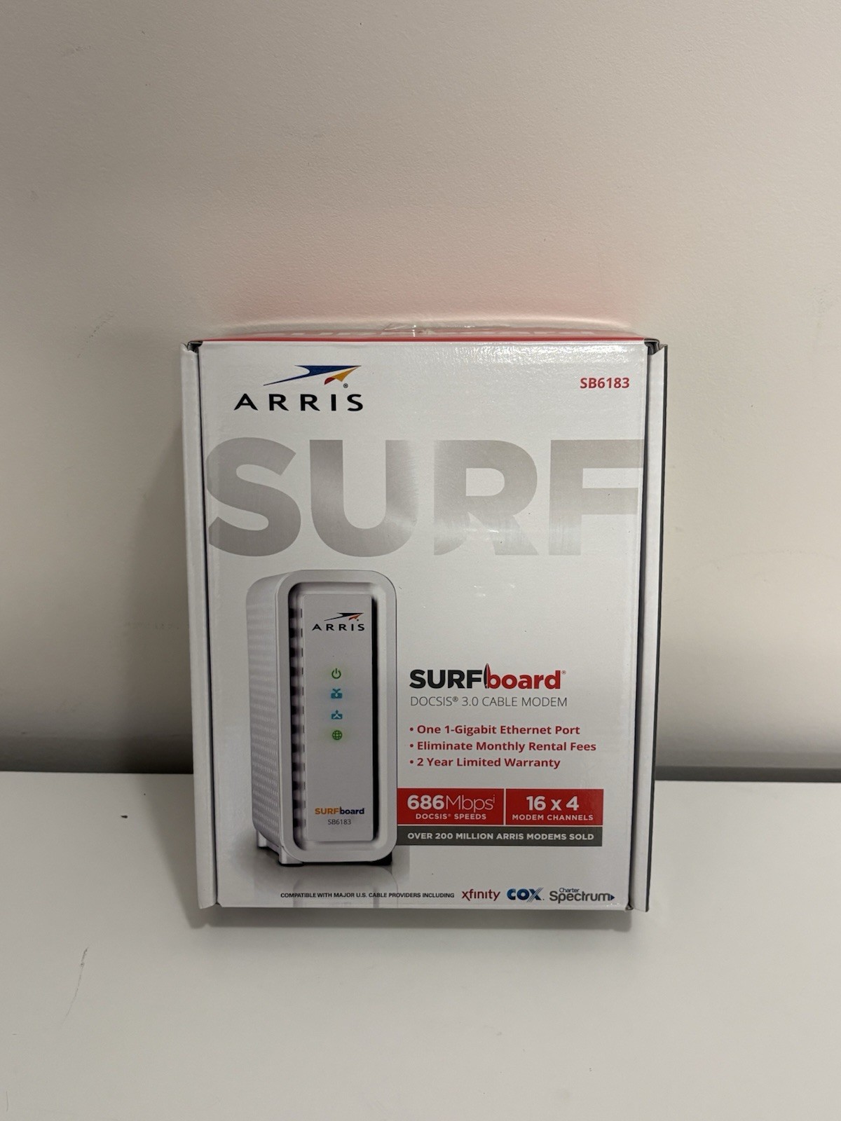Arris Surfboard SB6183 686 Mbps 16×4 DOCSIS Cable Modem, White, Appears New