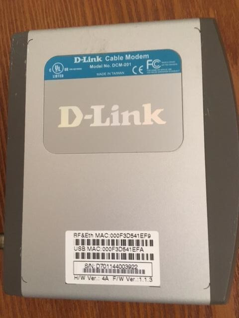 D-Link CABLE MODEM – DCM 201 (DCM-201) 38 Mbps, unused