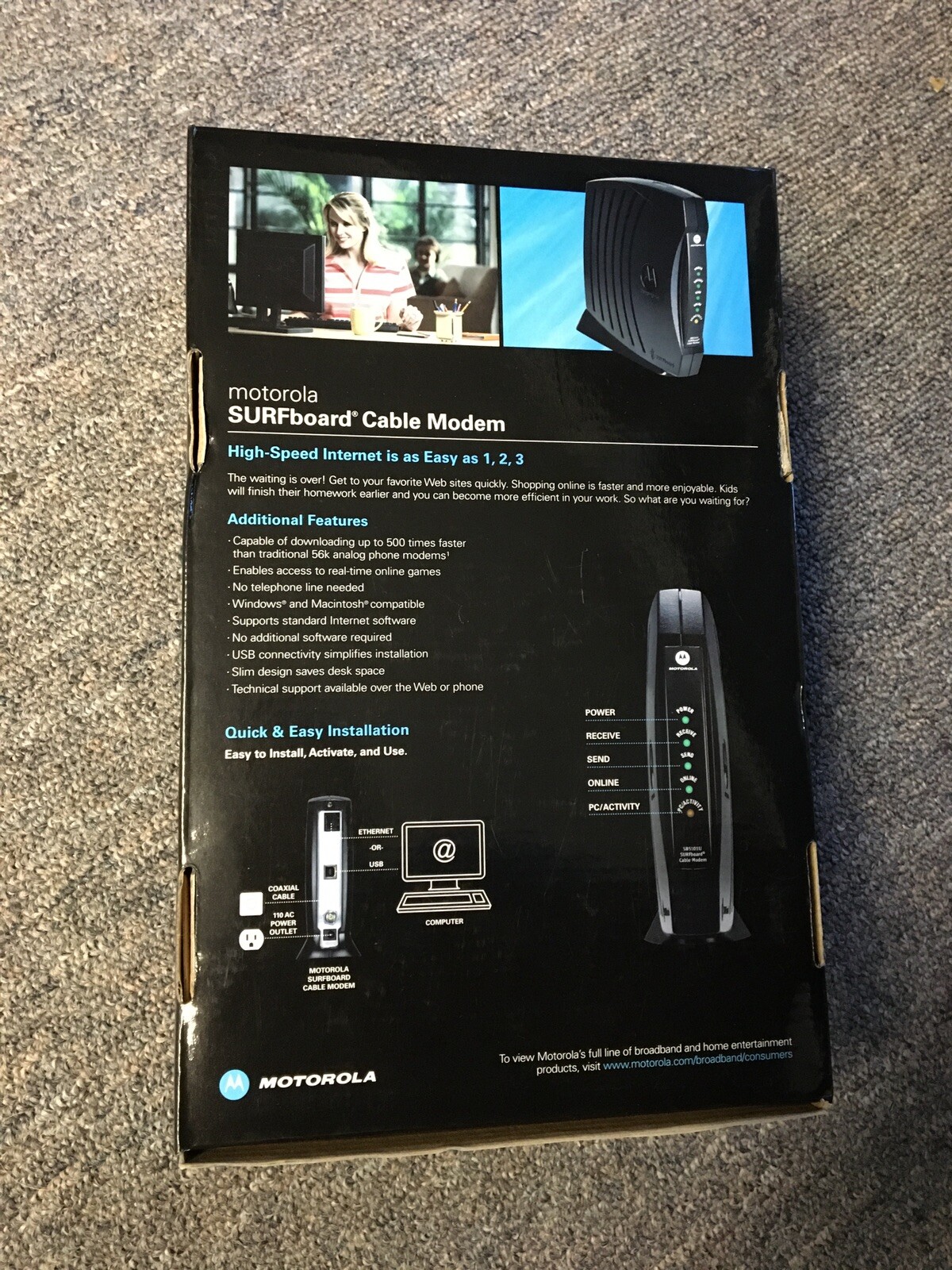 Motorola SURFboard SB5101U (567005-005-00) 38.91 Mbps Cable Modem. Open box