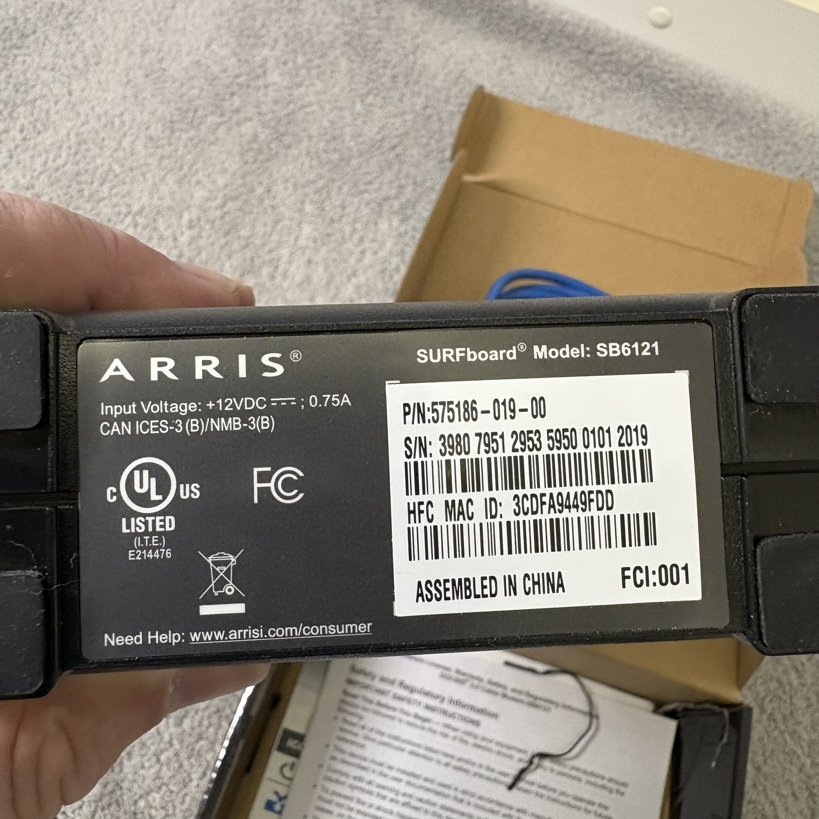 Motorola Arris SURFboard SB6121 DOCSIS 3.0 Cable Modem High Speed Ethernet