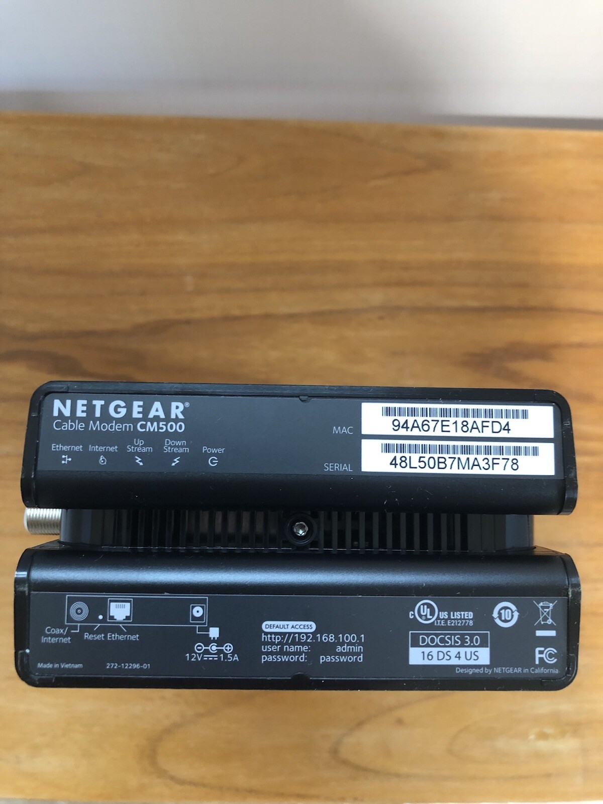 NETGEAR Cm500-1aznas 16×4 DOCSIS 3.0 Cable Modem Max Download Speeds of 686mbps