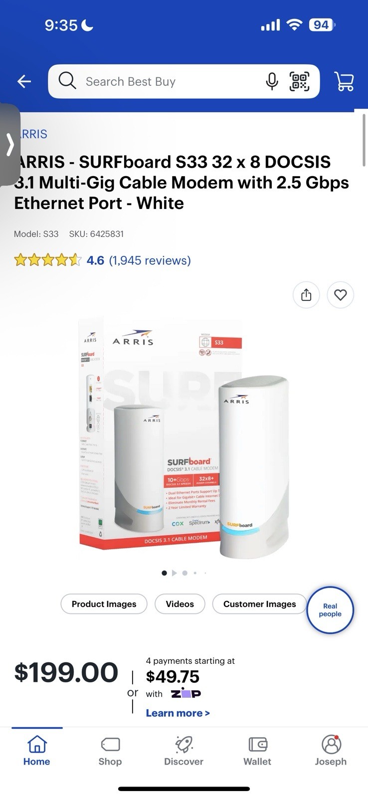 ARRIS Surfboard S33 DOCSIS 3.1 Cable Modem