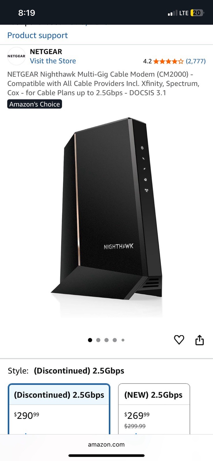 NETGEAR Nighthawk Multi-Gig Cable Modem (CM2000) – Compatible With All Cable
