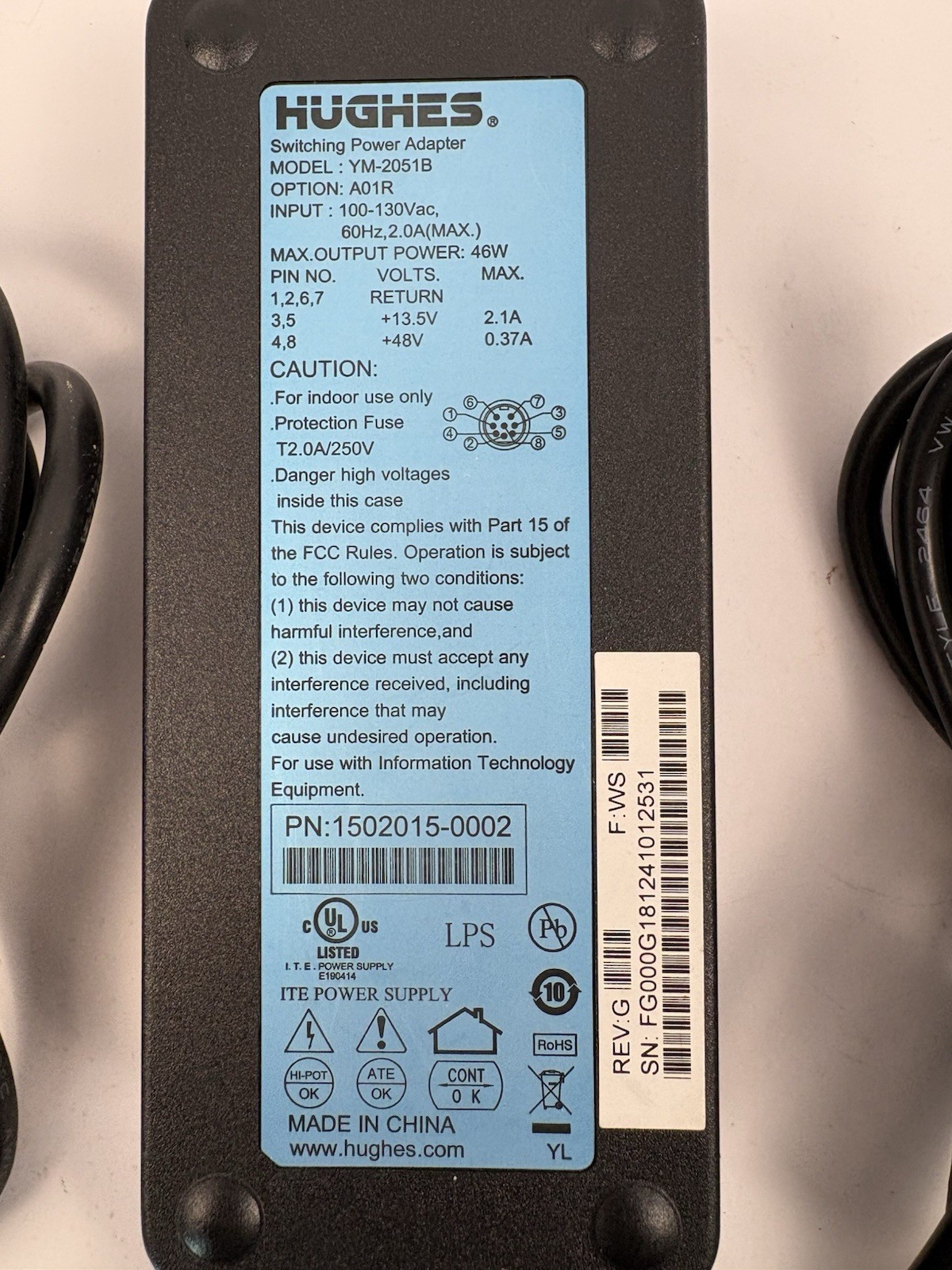 Hughes YM-2051B Satellite Power Adapter for HN1000/HN1100/HN9000