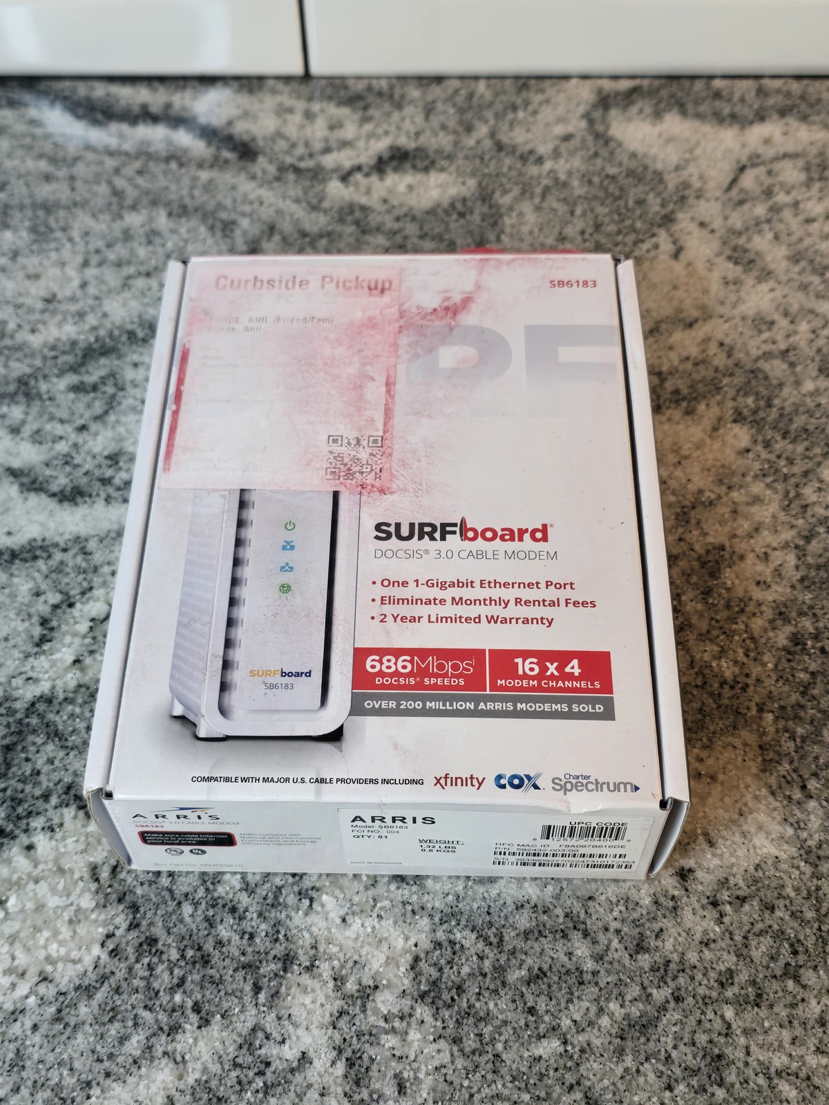 ARRIS SURFboard SB6183 Cable Modem DOCSIS 3.0 686Mbps 16×4 Xfinity Spectrum Cox
