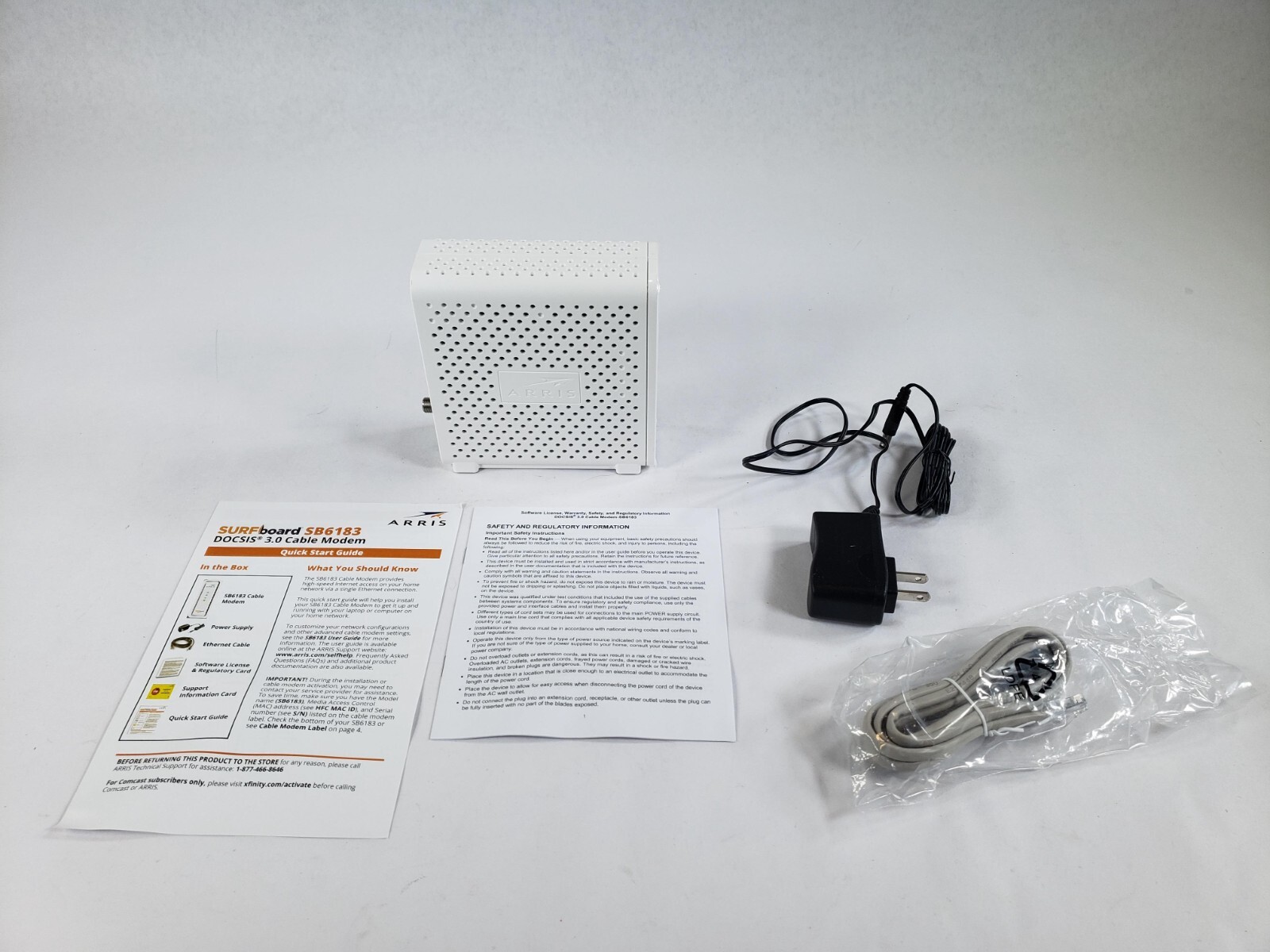 ARRIS SURFboard SB6183 DOCSIS 3.0 16×4 Gigabit Cable Modem 1 Gbps Port, 400 Mbps