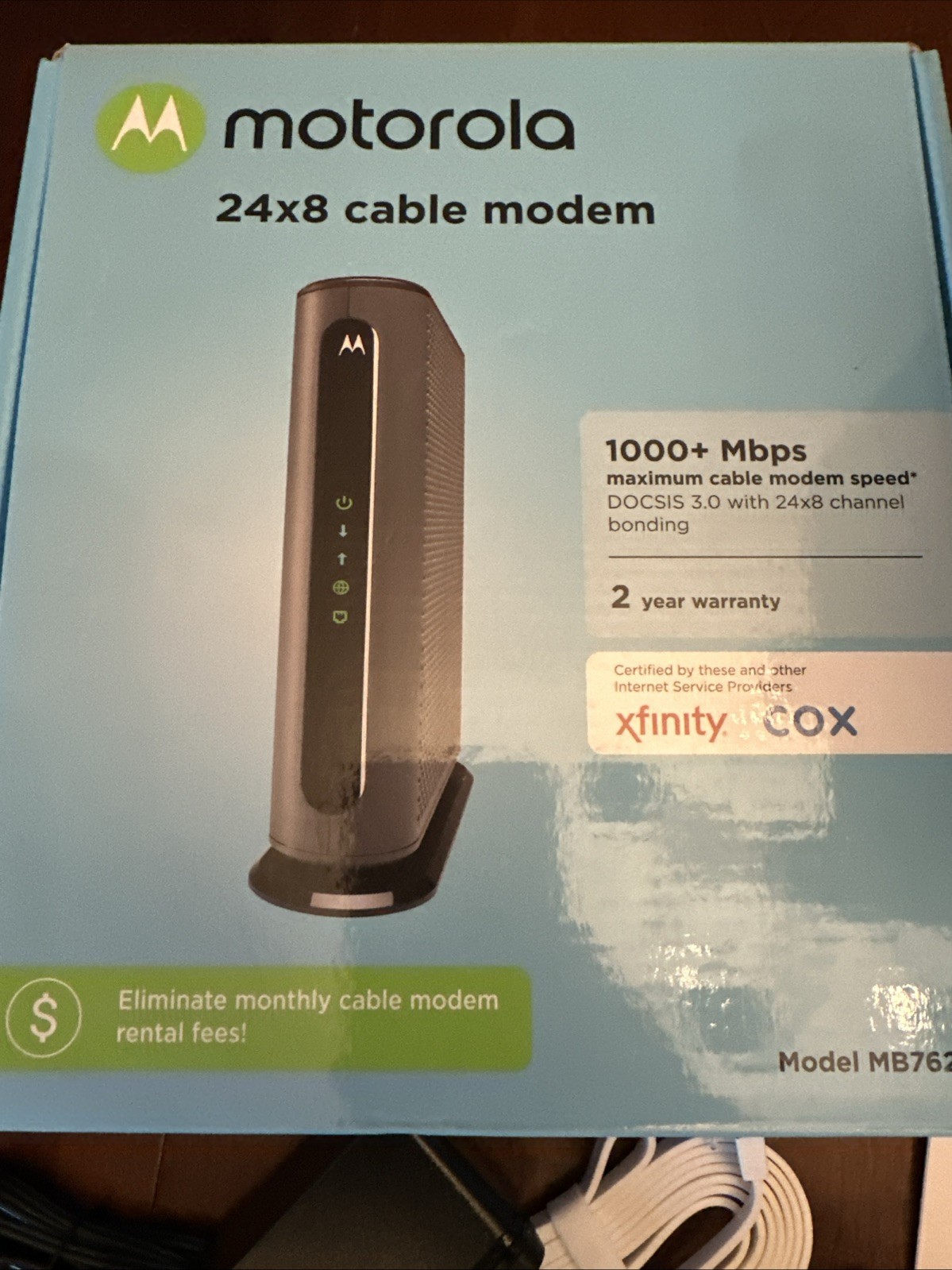 Motorola 24×8 Cabel Modem Model MB7621 DOCSIS 3.0 – New/Open Box