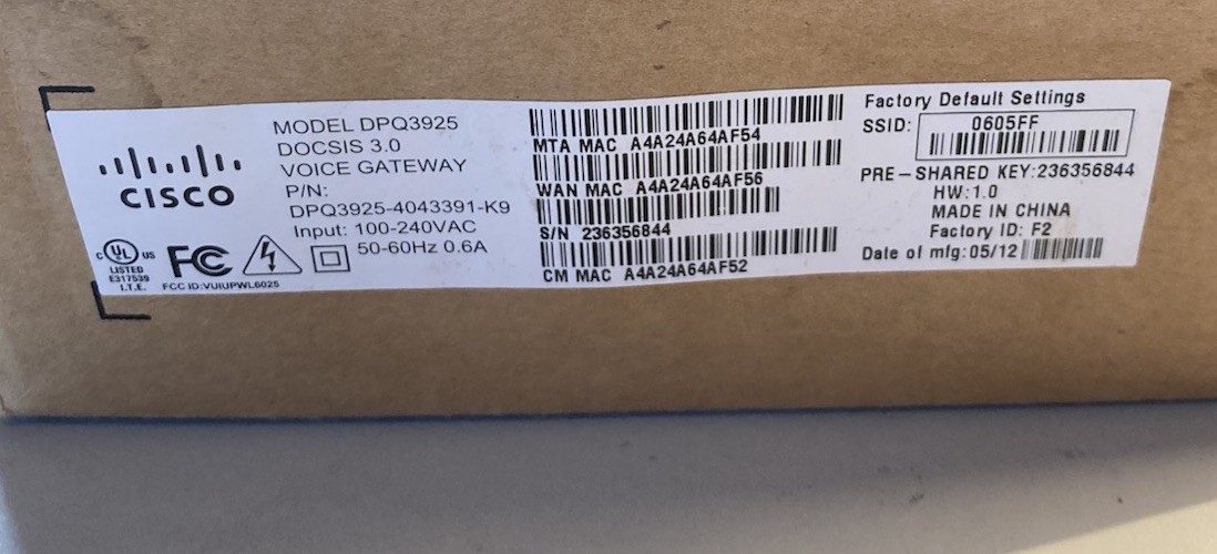 CISCO DPQ3925 NEW Cable Modem * NEW in the box