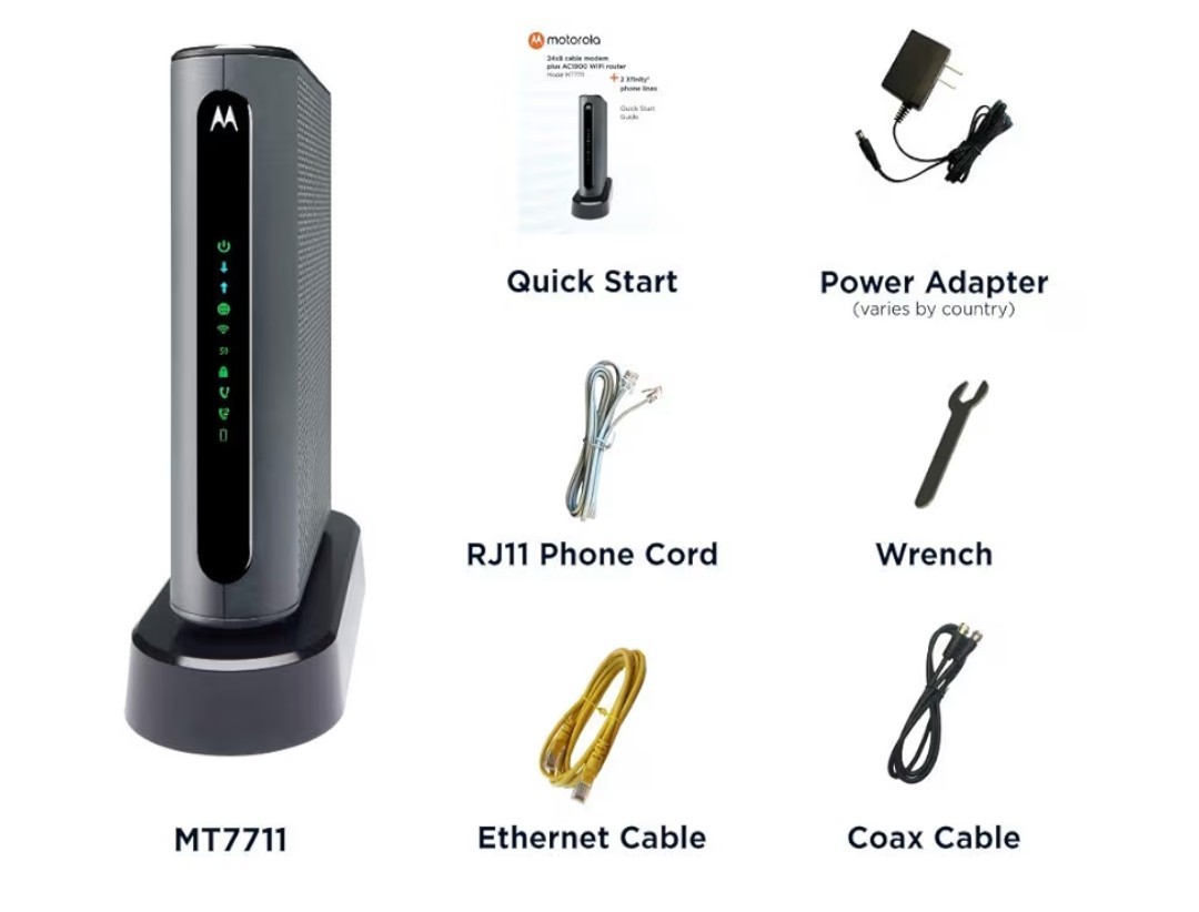 Motorola MT7711 24X8 Cable Modem Dual Wi-Fi Gigabit AC1900 Router Refurbished