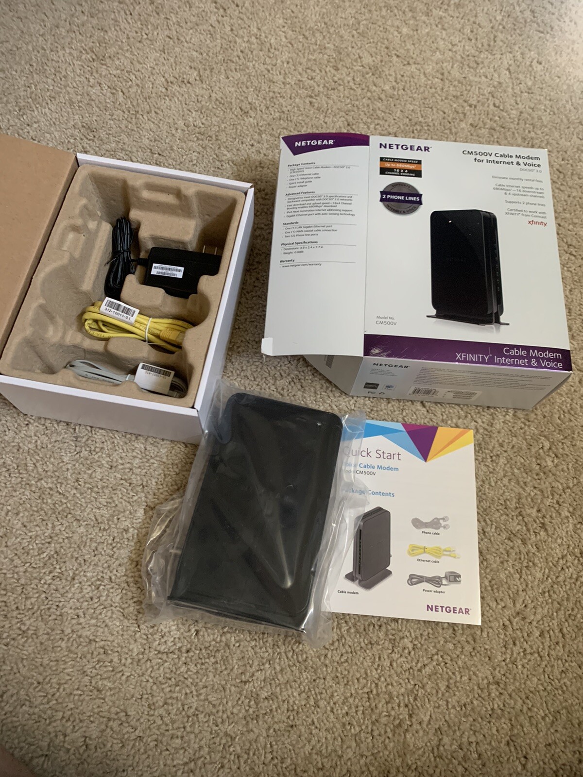 Netgear® CM500V 16×4 DOCSIS 3.0 680Mbps High Speed Cable Modem with Voice Phone