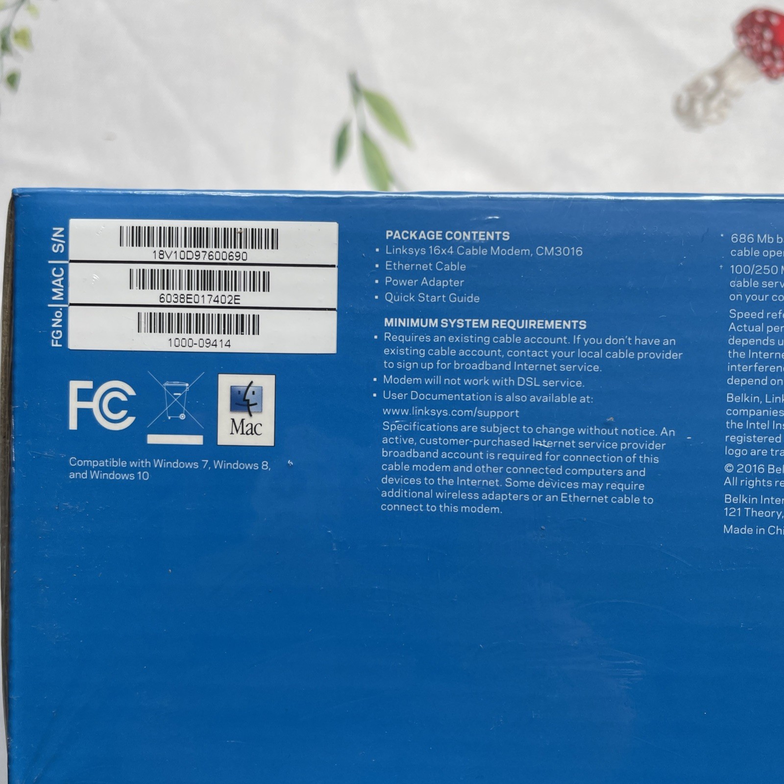 Linksys DOCSIS 3.0 16×4 Cable Modem #CM3016 New In Box Sealed Cox Charter