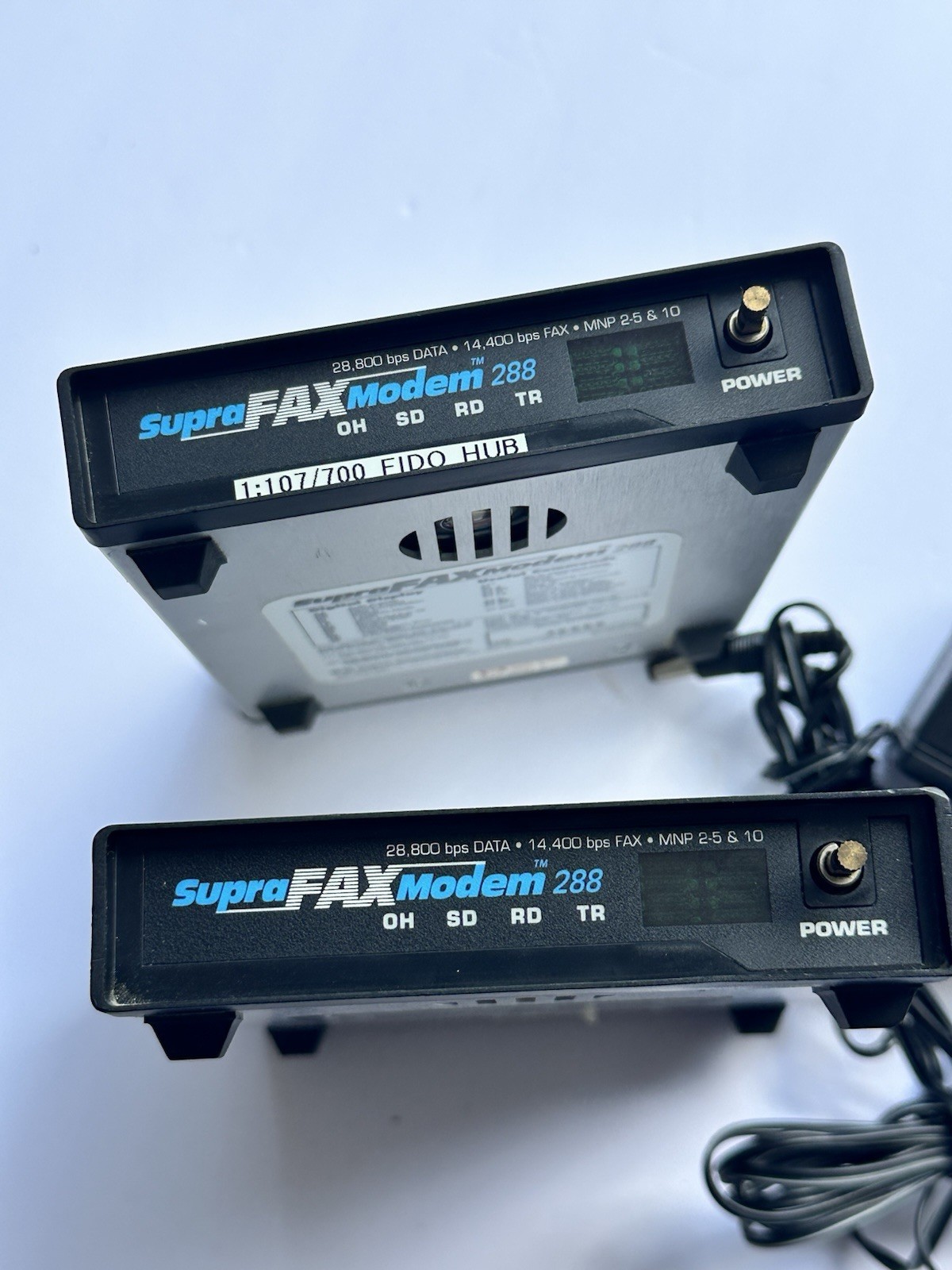 Lot of 2 SupraFAXModem 288 External Modems Mac Serial Cable PSU Tested