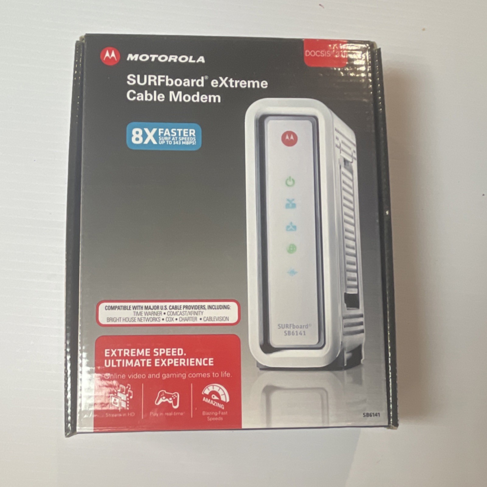 Motorola SURFboard SB6141 DOCSIS 3.0 Cable Modem 343 Mbps, 1x Ethernet