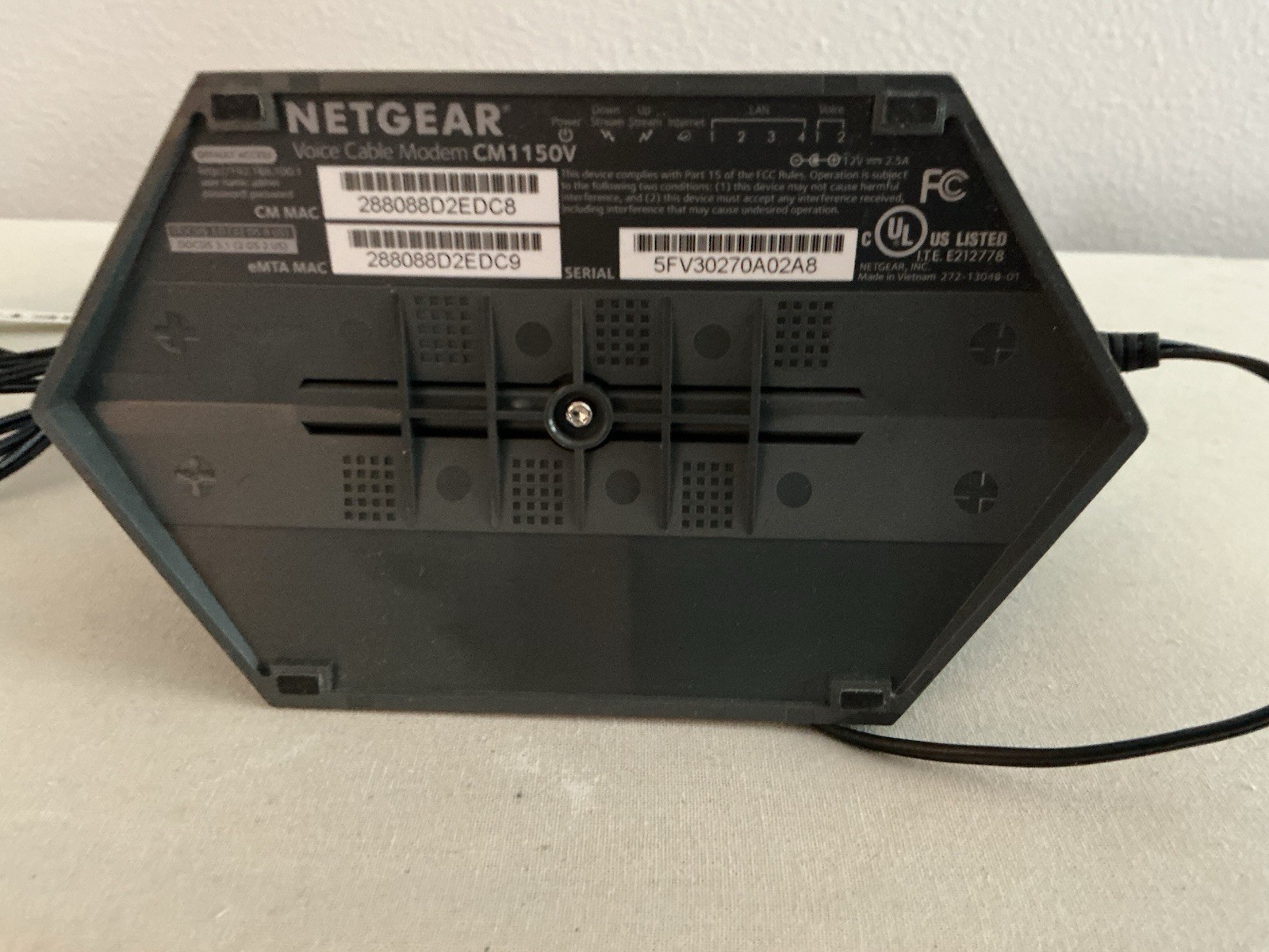NETGEAR CM1150V DOCSIS 3.1 Voice Cable Modem XFINITY 4-Port Gigabit Black