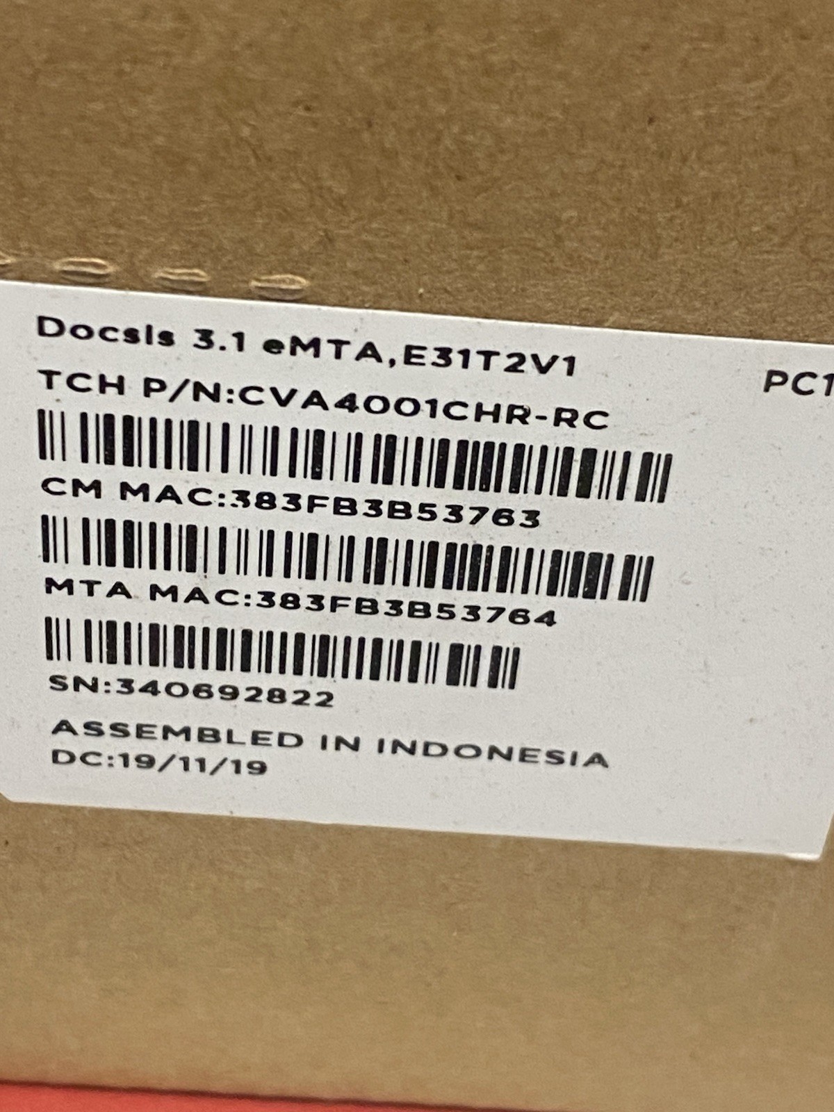 Spectrum Internet Cable Modem Model E31T2V1 DOCSIS 3.1 eMTA