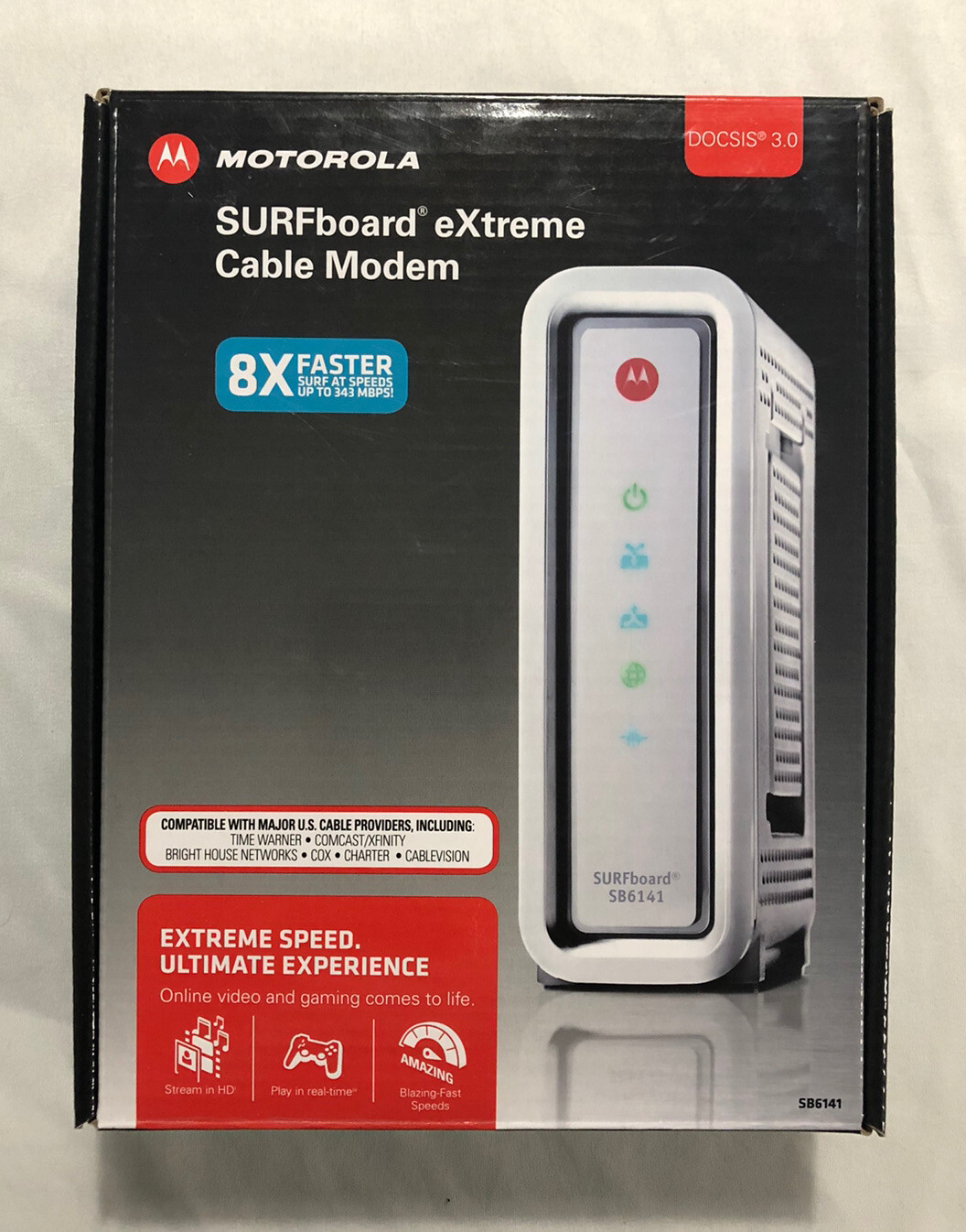 Used Motorola SURFboard EXtreme Cable Modem Model SB6141 with DOCSIS 3.0 -White