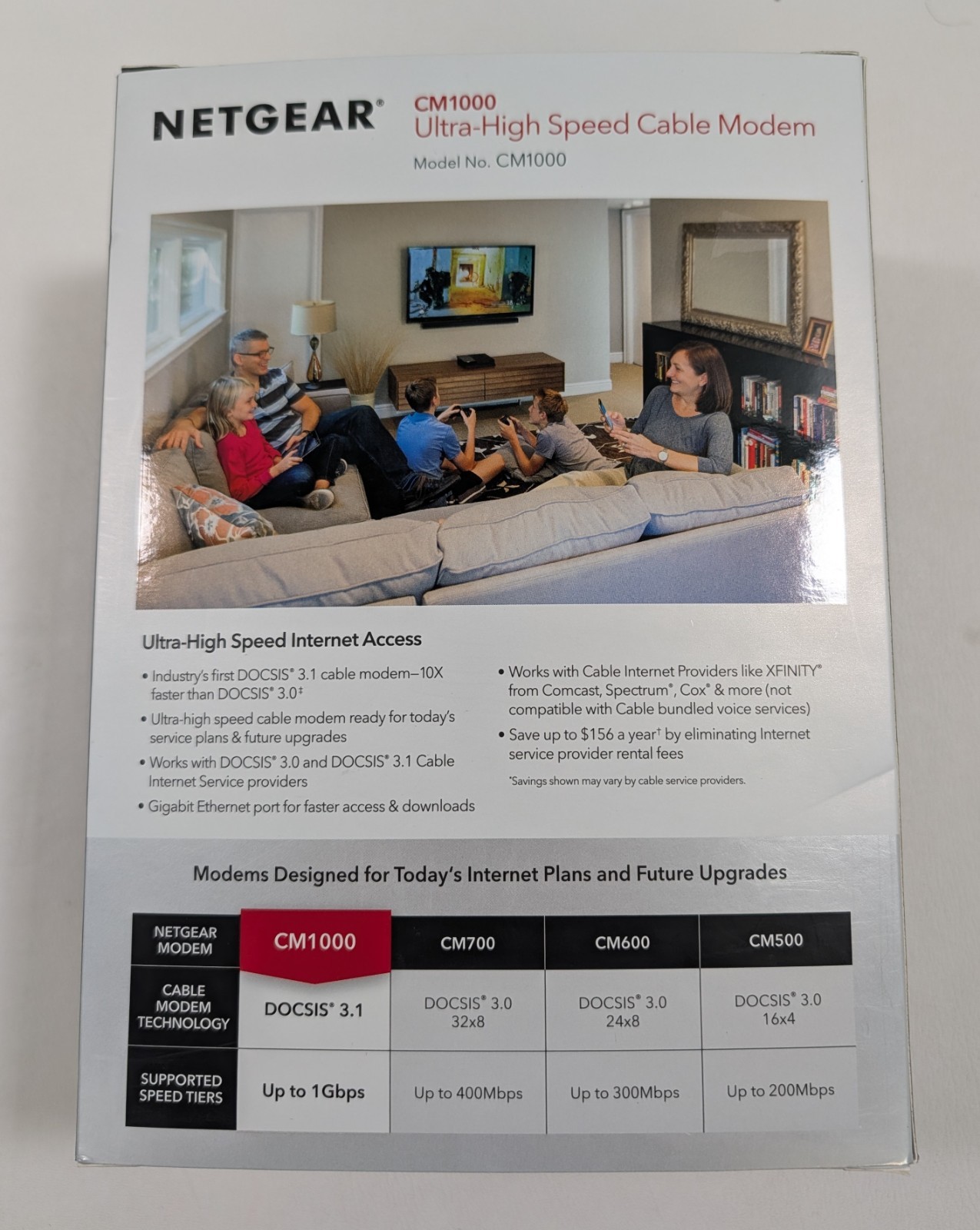 NETGEAR CM1000 DOCSIS 3.1 Cable Modem 1Gbps Ethernet Xfinity Spectrum Cox
