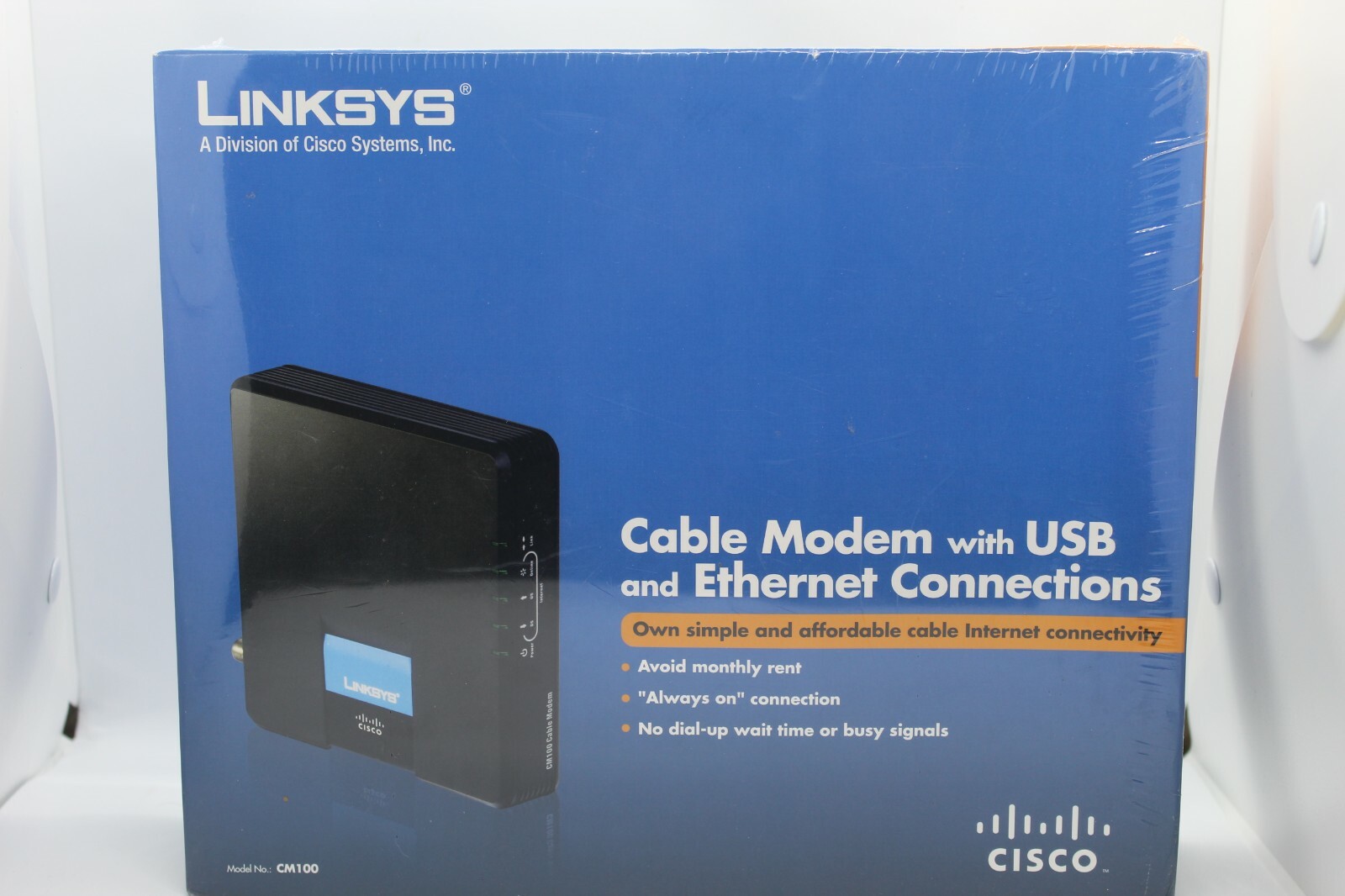 Linksys Cable Modem With USB And ETHERNET Connections Model CM100