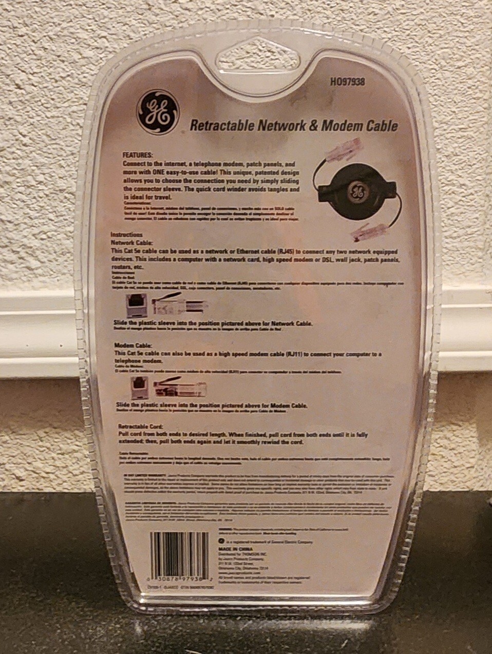 GE Network & Modem Retractable Cable 6ft. PC / Apple Compatible #H097938