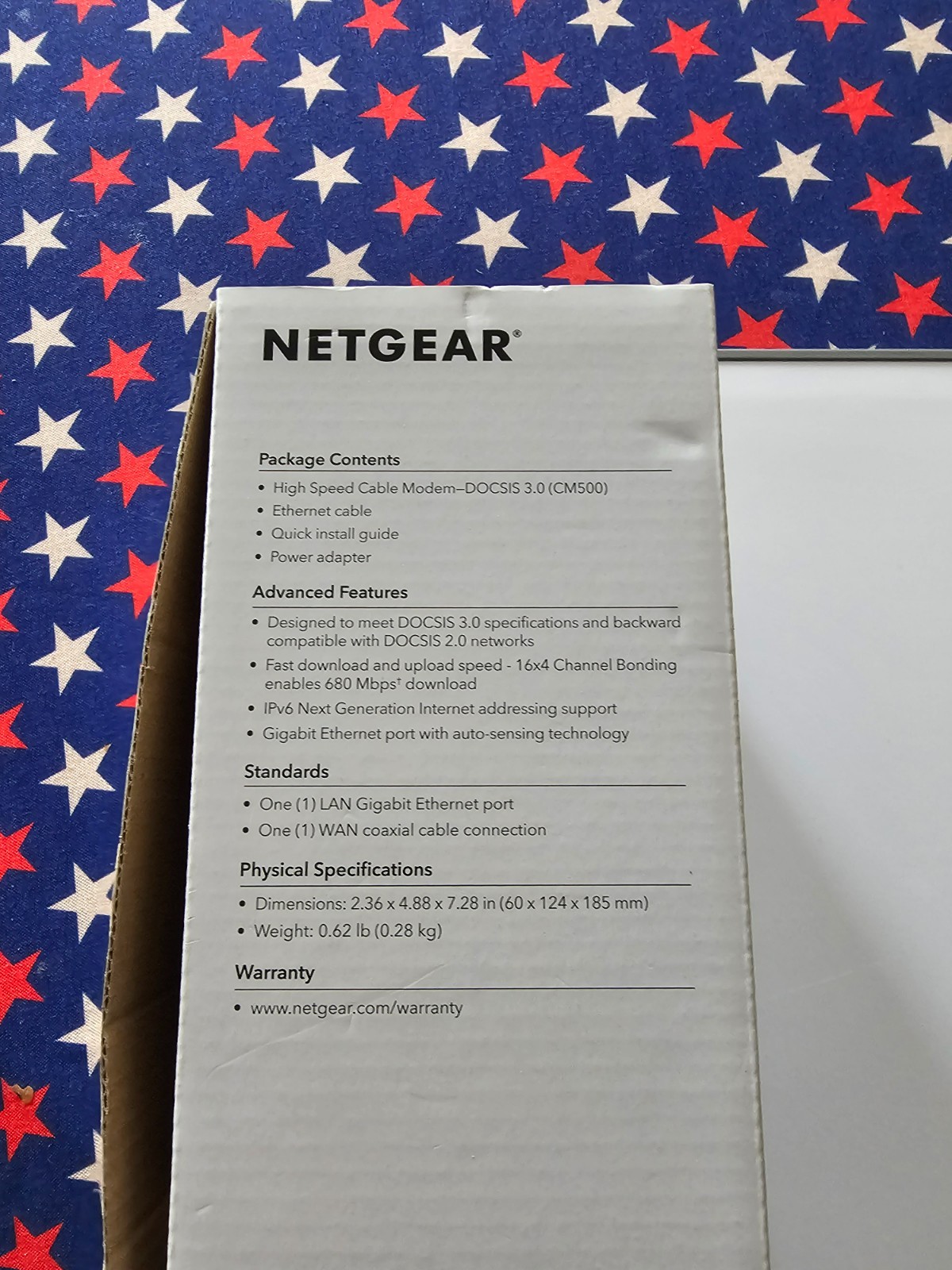 Netgear CM500 High Speed Cable Modem DOCSIS 3.0 16×4 (CM500-1AZNAS) OPEN BOX