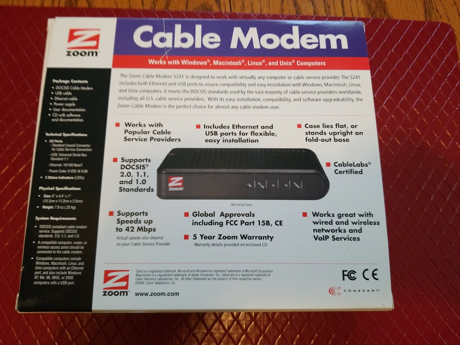 Zoom Cable Modem 42 MBPS Model 5241 Complete In Box