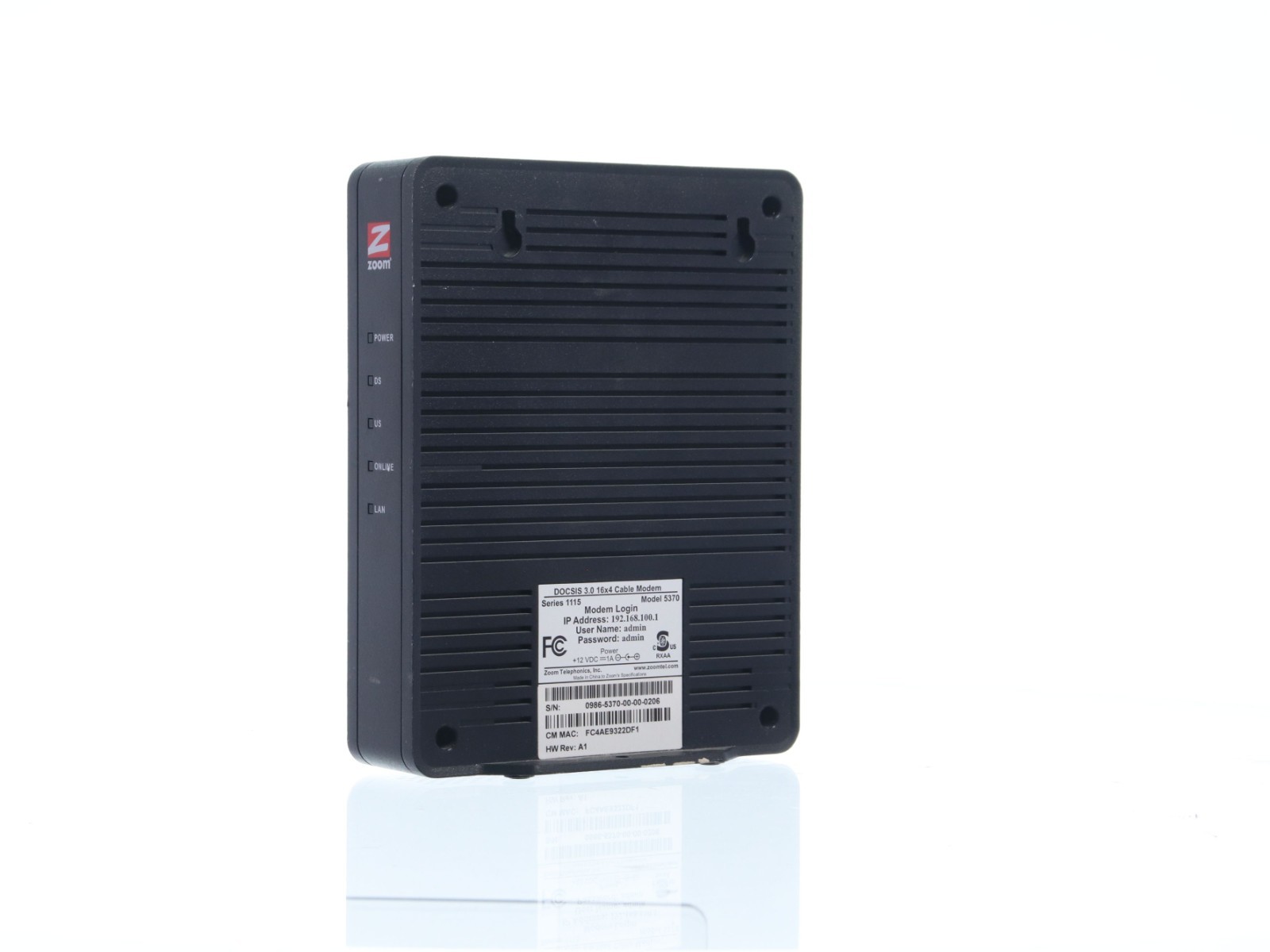 Zoom Cable Modem Model 5370: 684 Mbps* 16×4 DOCSIS 3.0