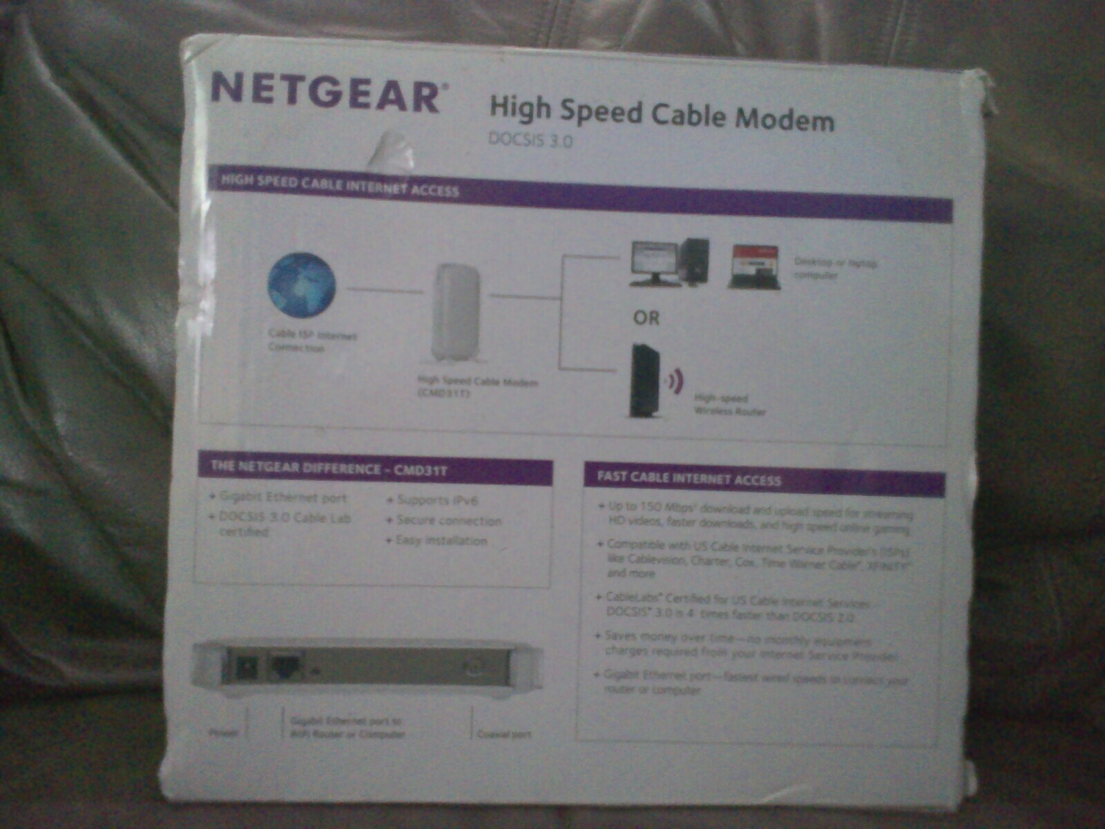 NETGEAR High Speed Cable Modem DOCSIS 3.0 (COMES WITH BOX)