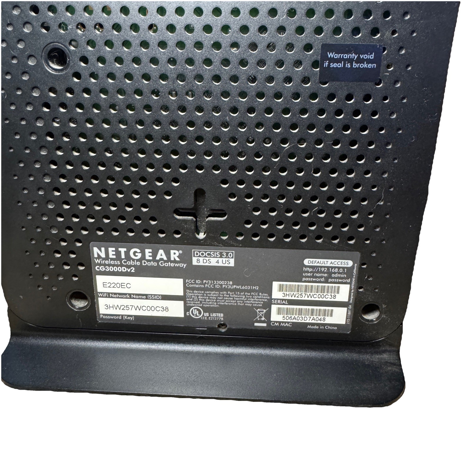Netgear CG3000Dv2 N450 DOCSIS 3.0 Modem Wireless Router
